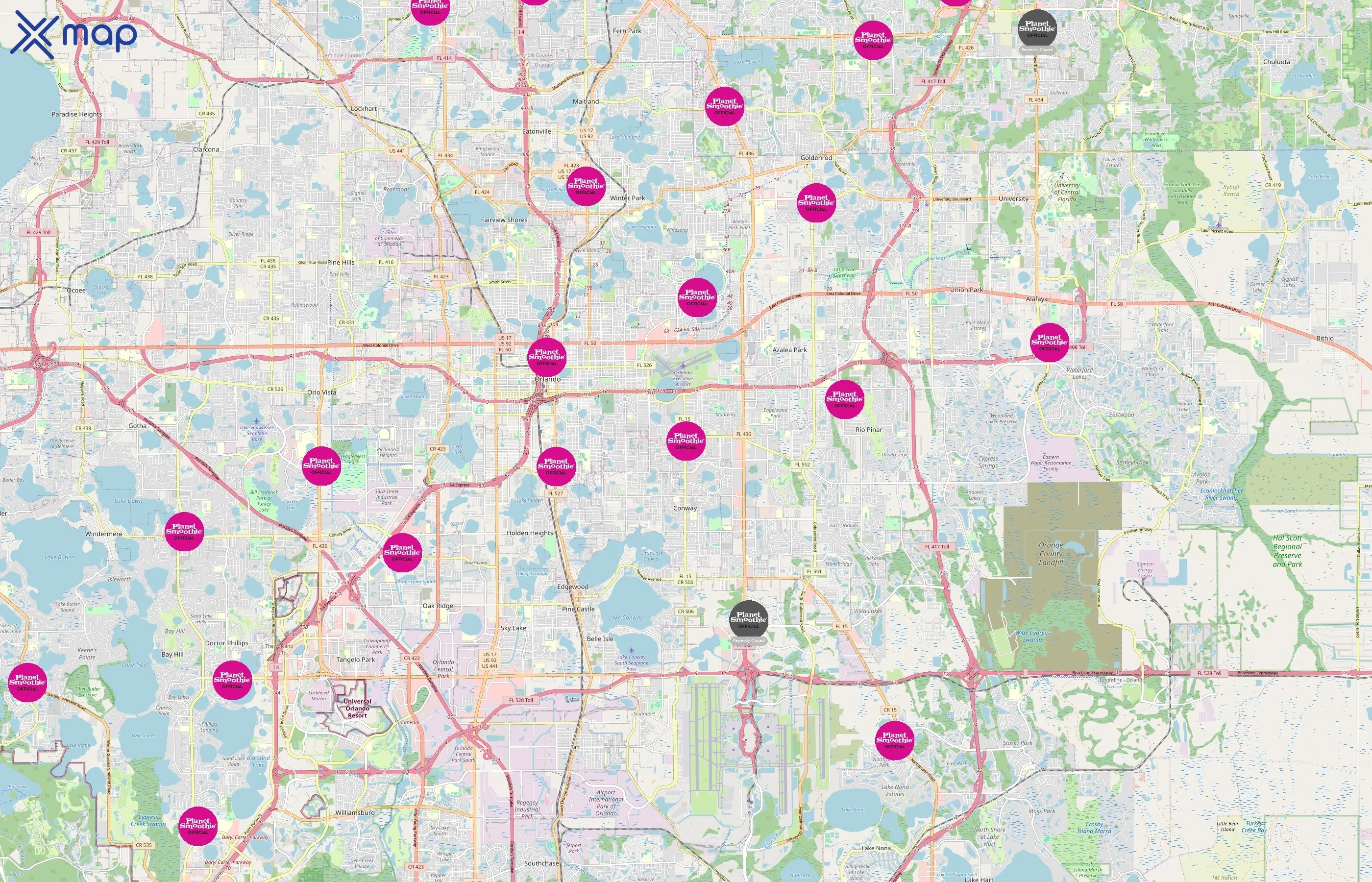 Planet Smoothie area coverage