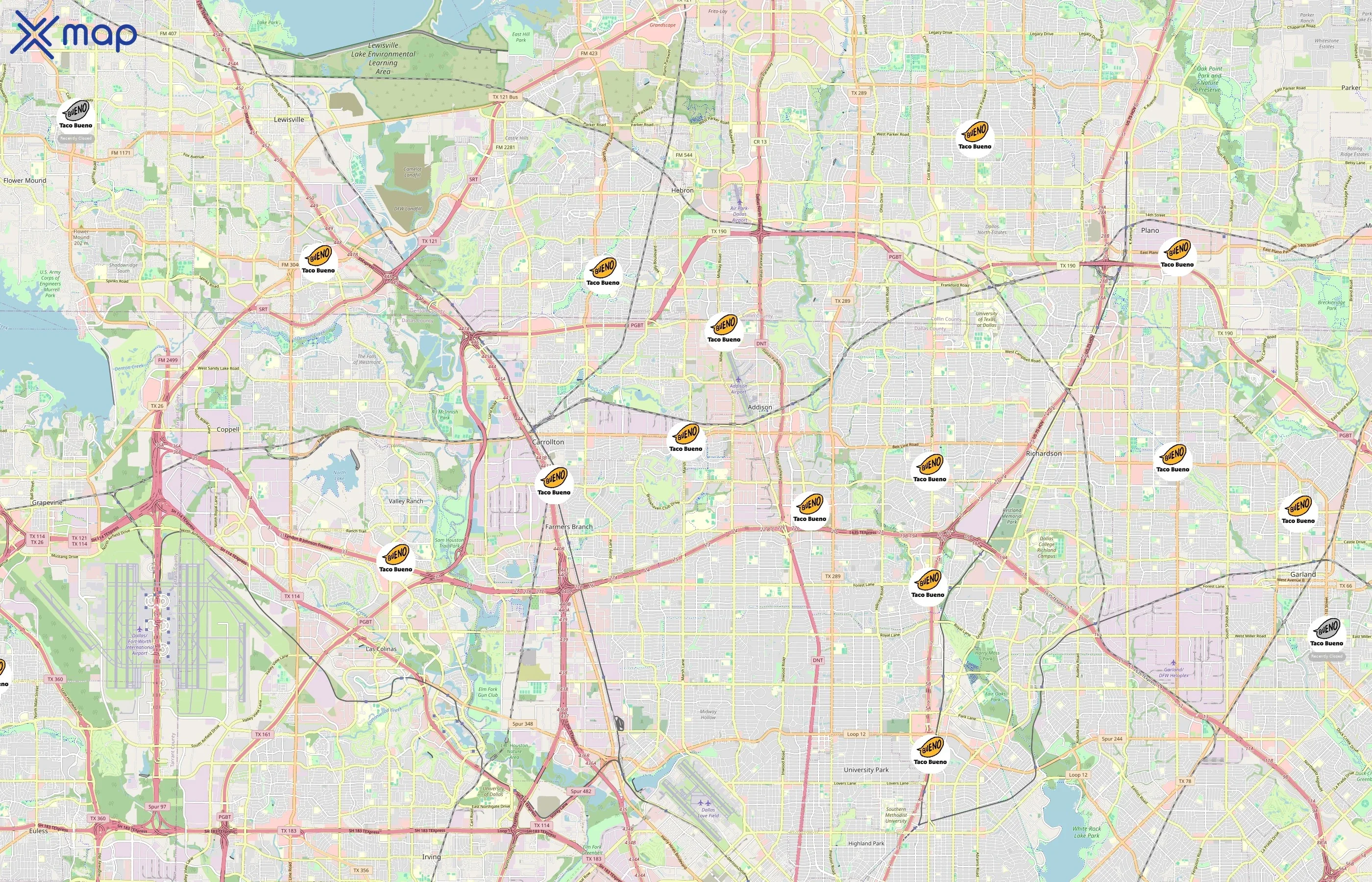 Taco Bueno area coverage