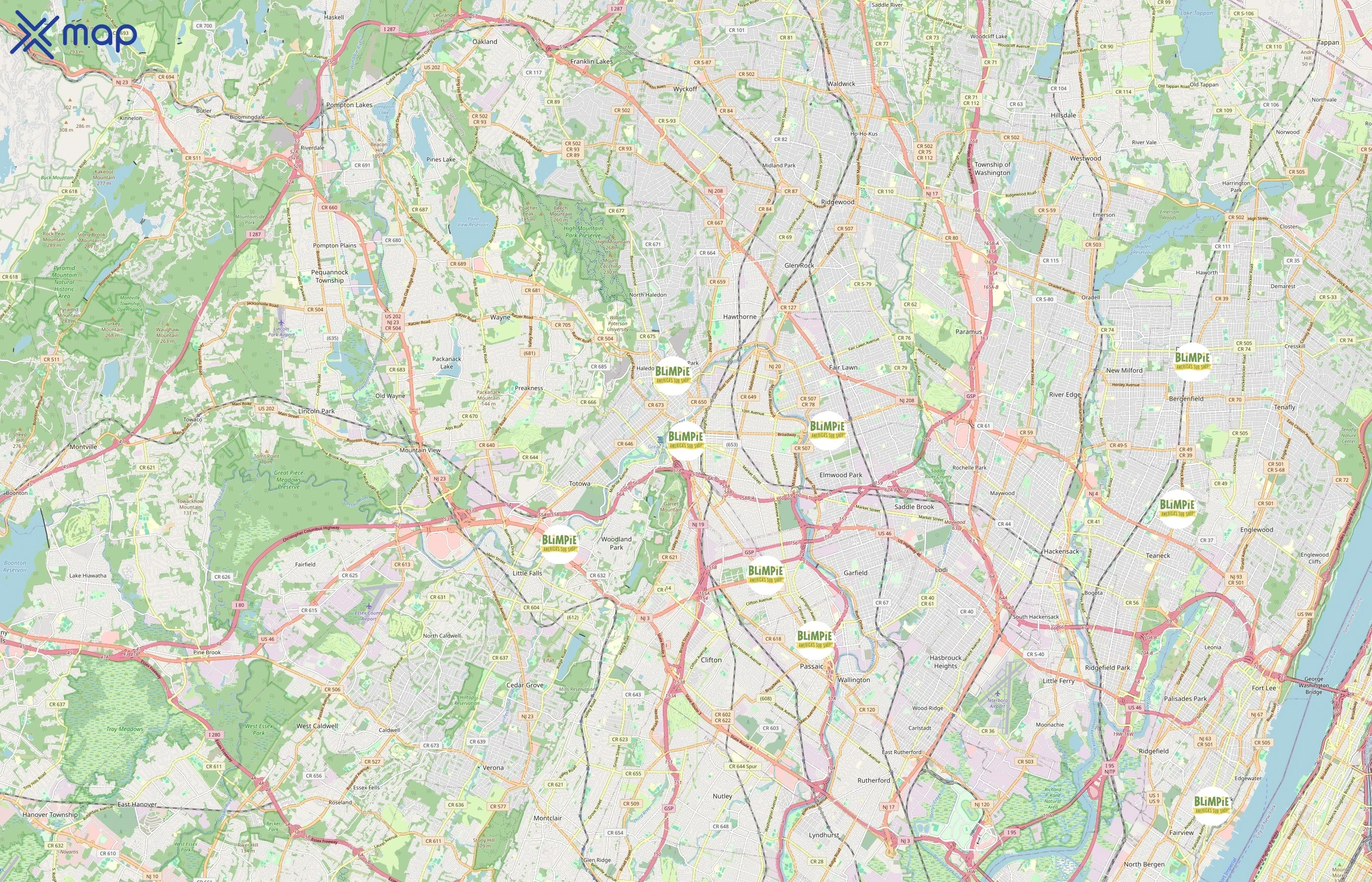 Blimpie area coverage