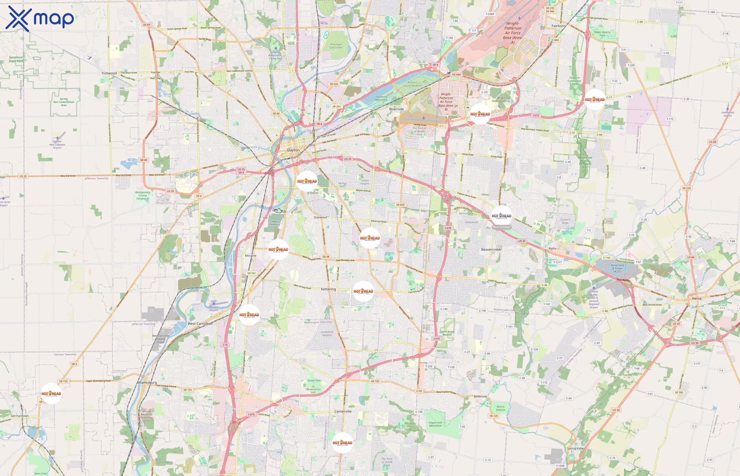 Hot Head Burritos area coverage