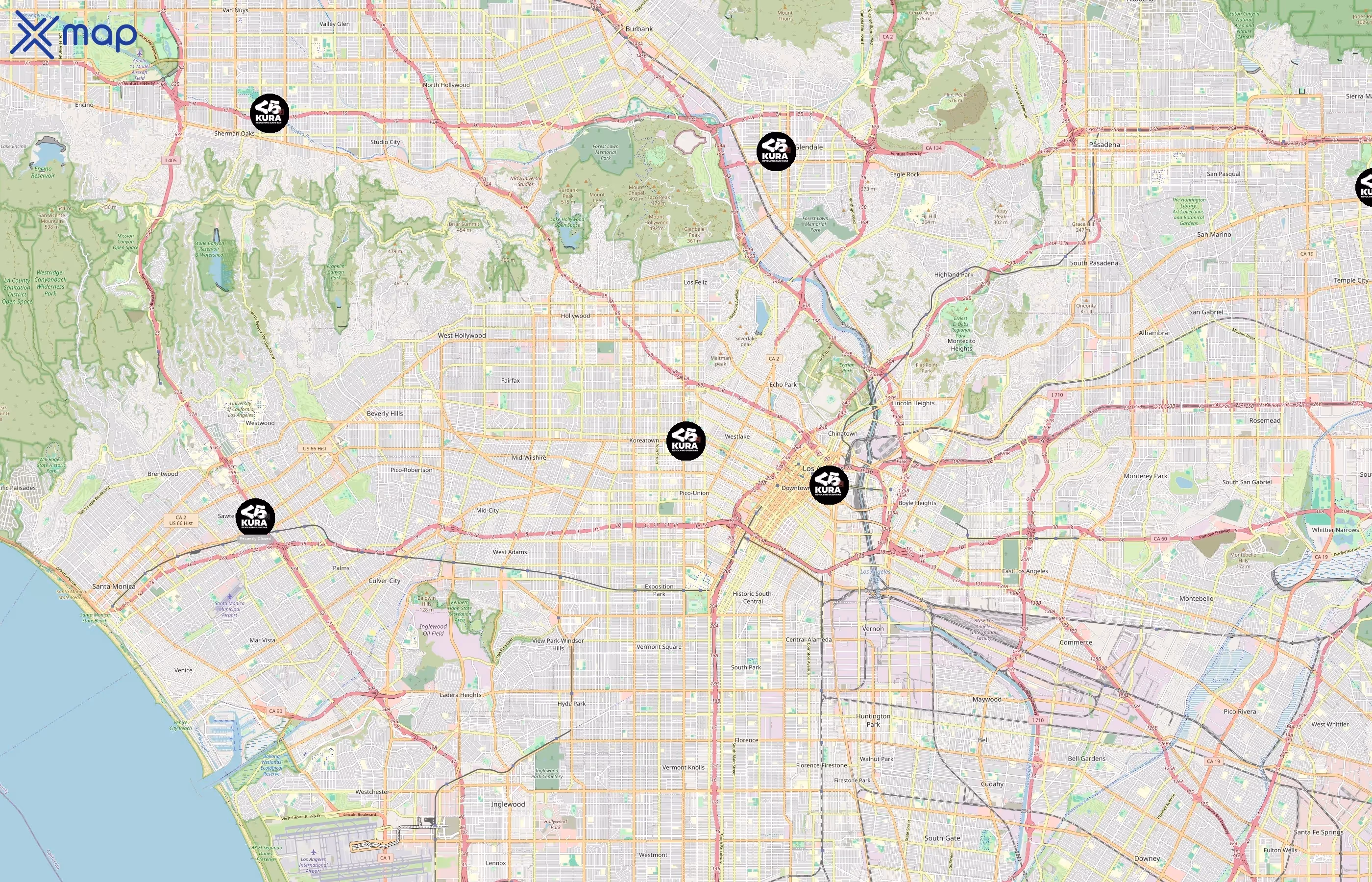 Kura Sushi area coverage