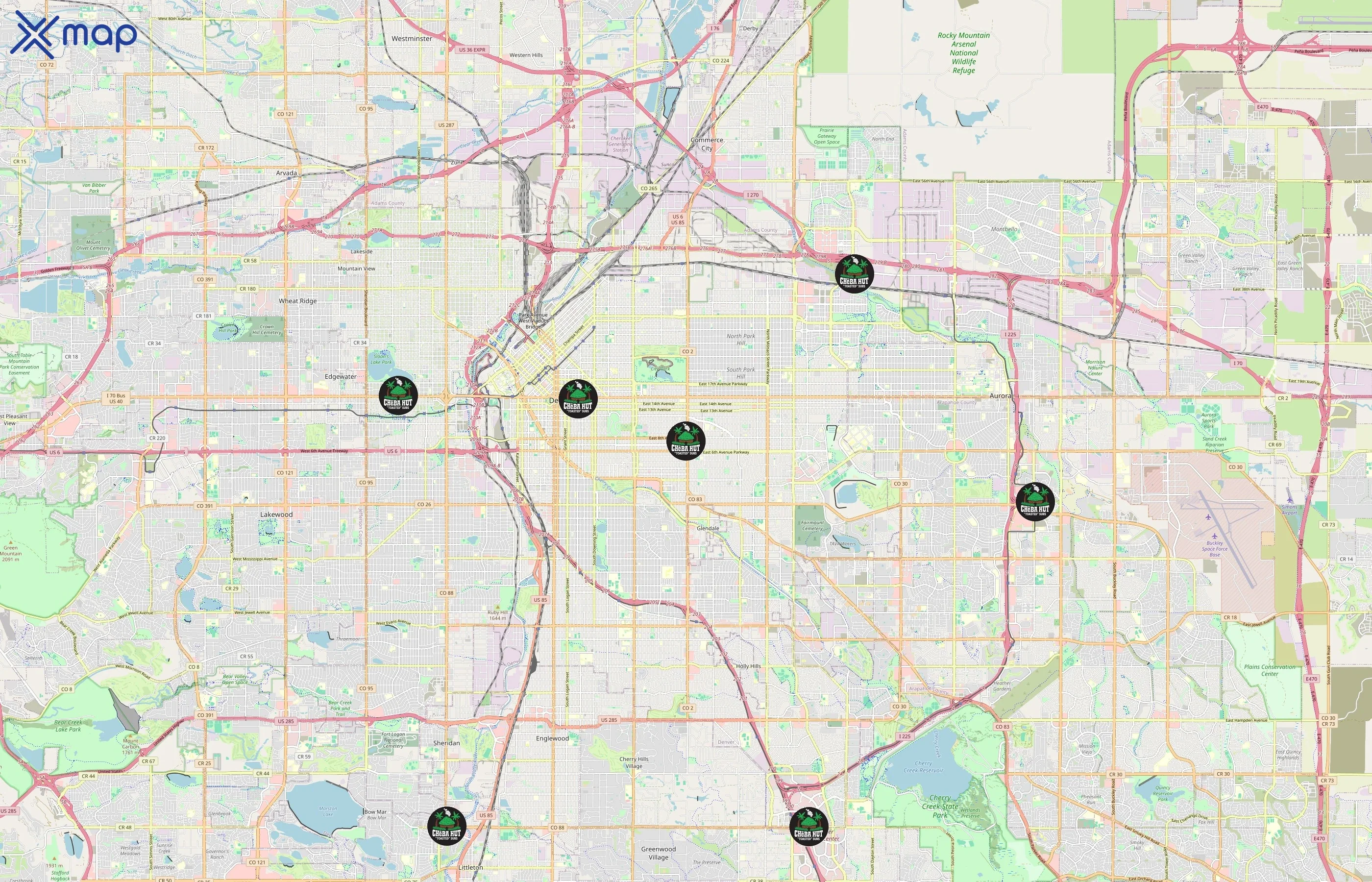 Cheba Hut area coverage