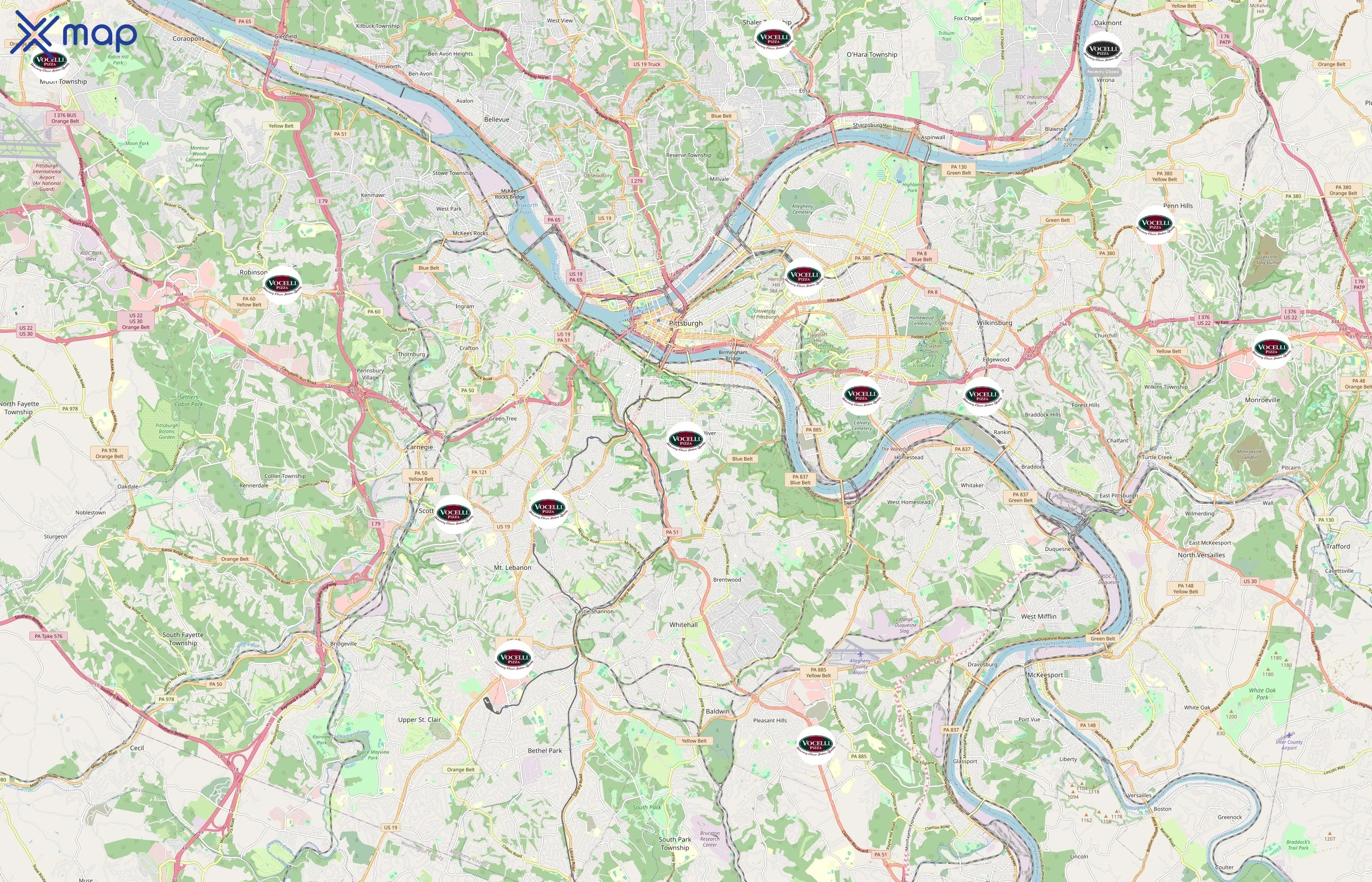 Vocelli Pizza area coverage