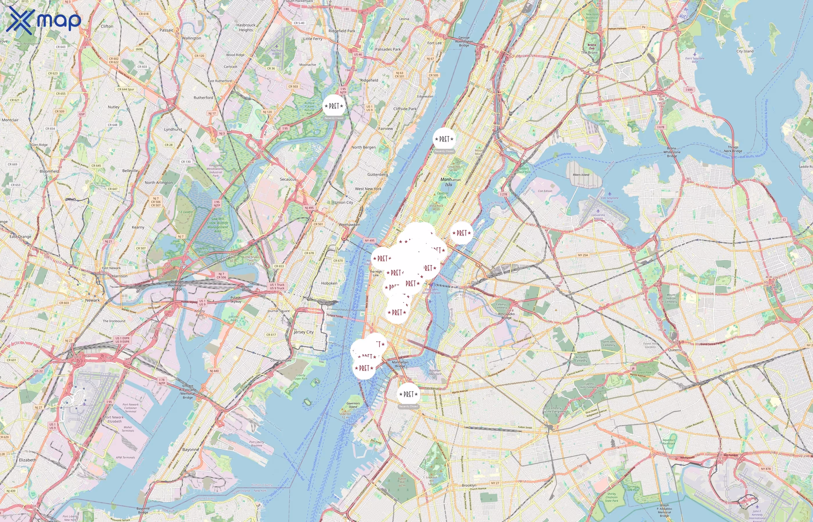 Pret A Manger area coverage