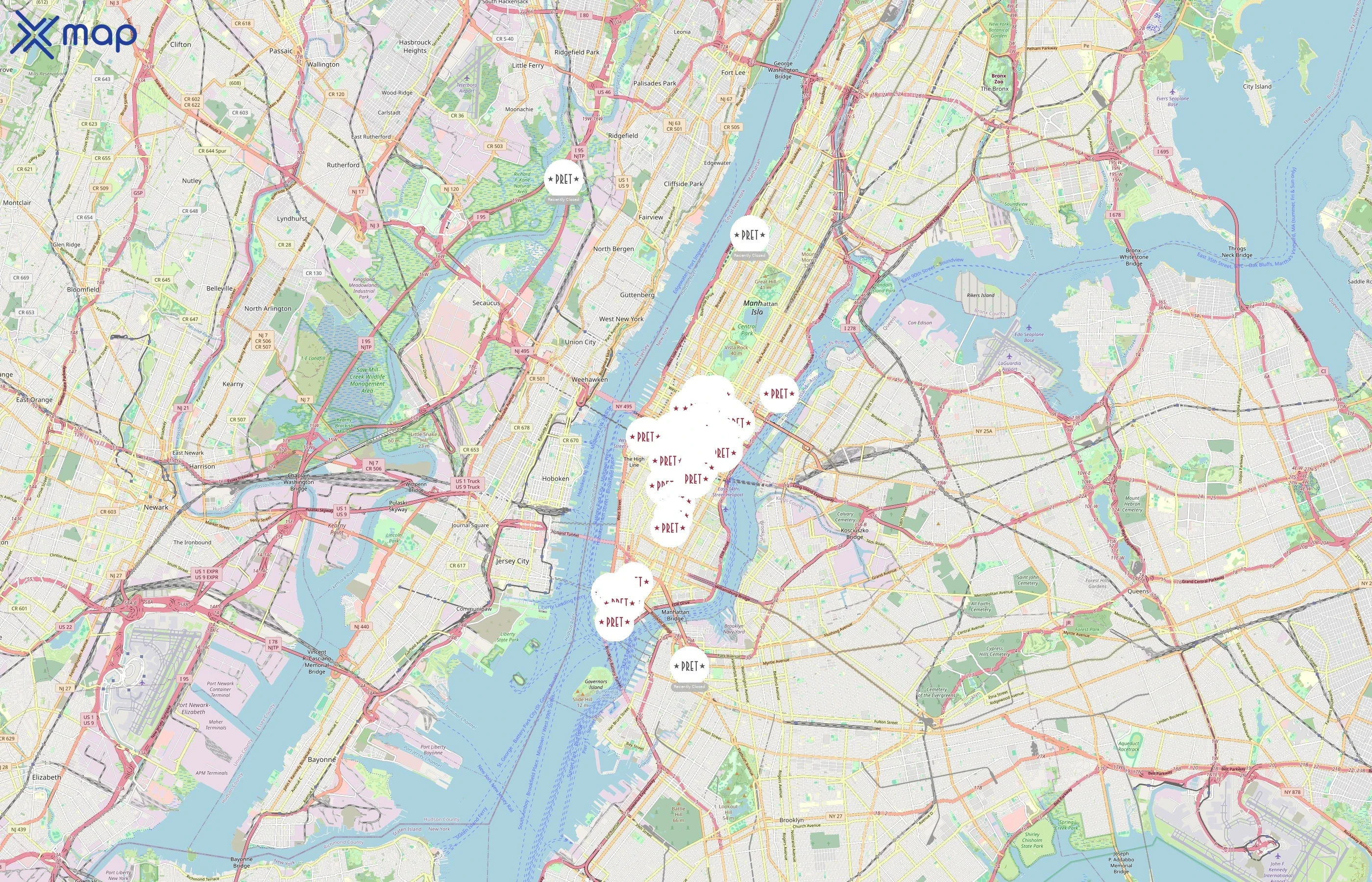 Pret A Manger area coverage