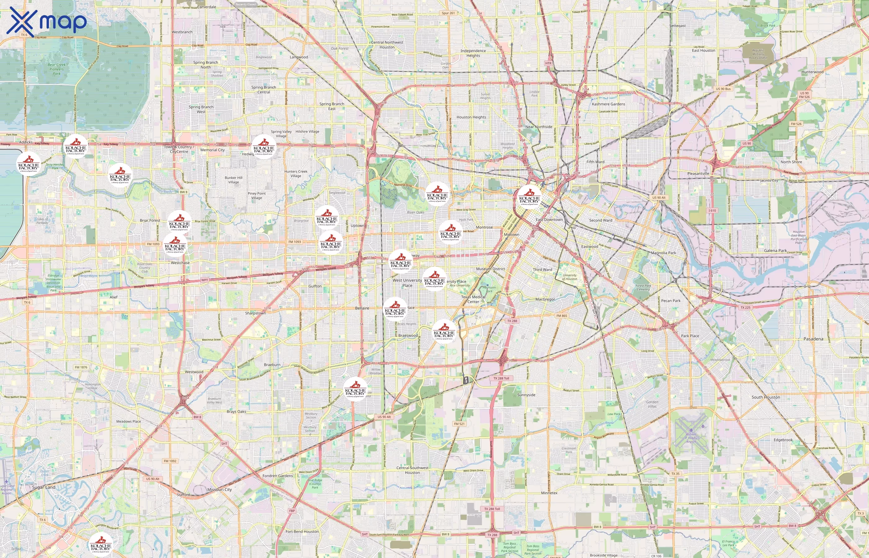 Kolache Factory area coverage