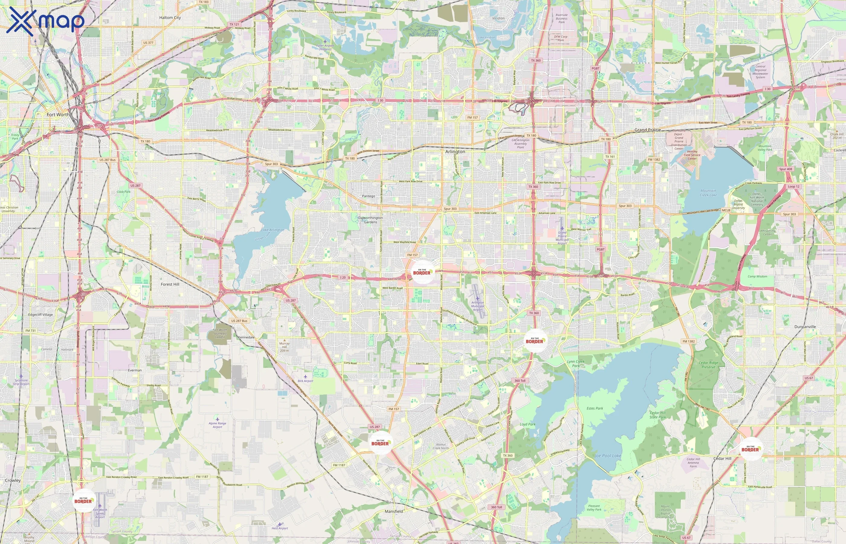 On The Border Mexican Grill & Cantina area coverage