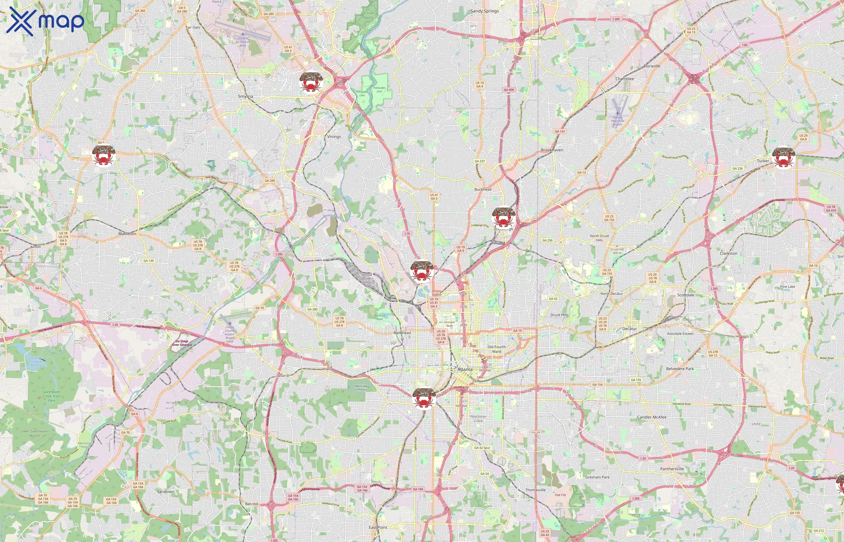 The Juicy Crab area coverage