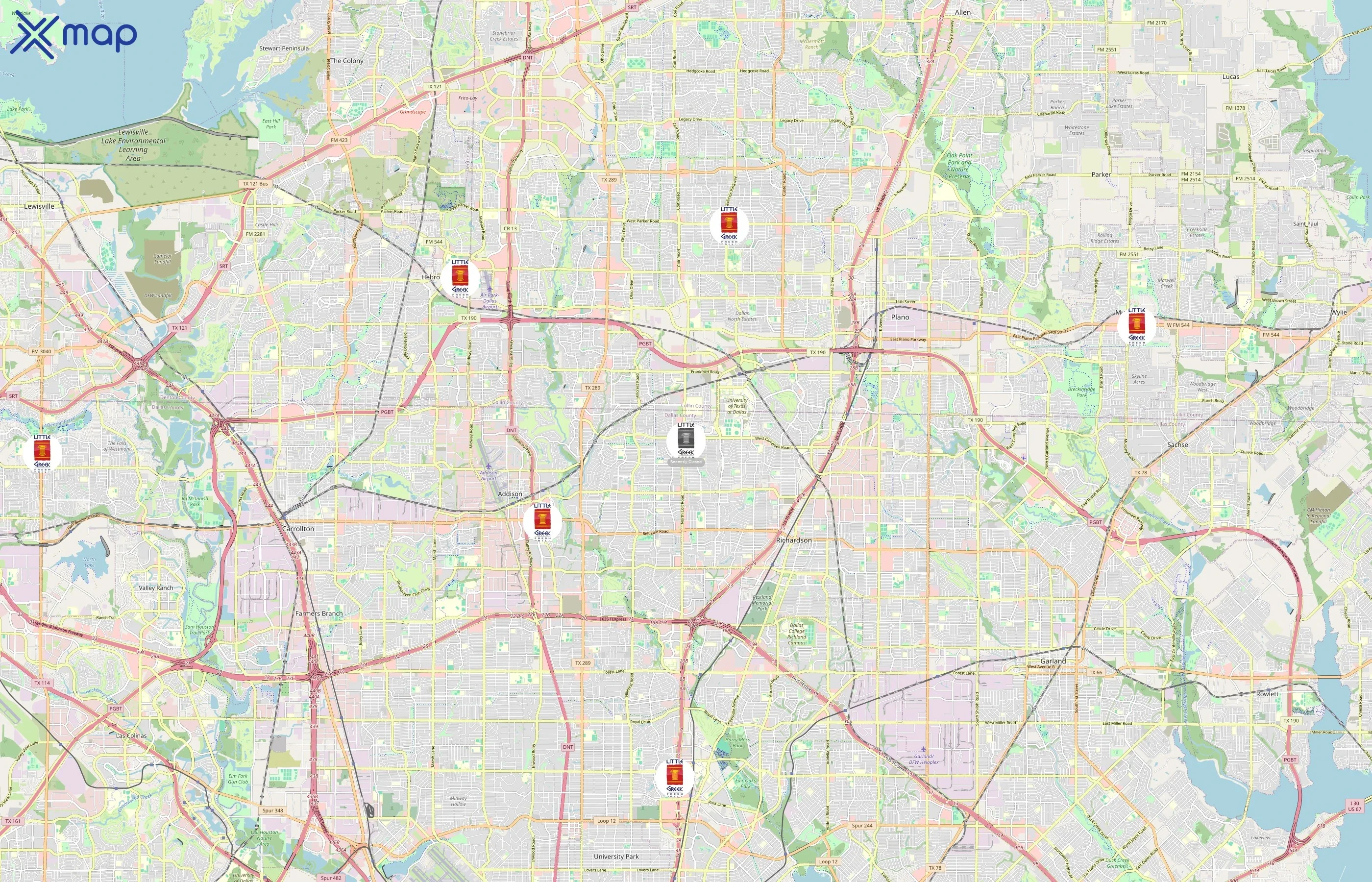 Little Greek Fresh Grill area coverage