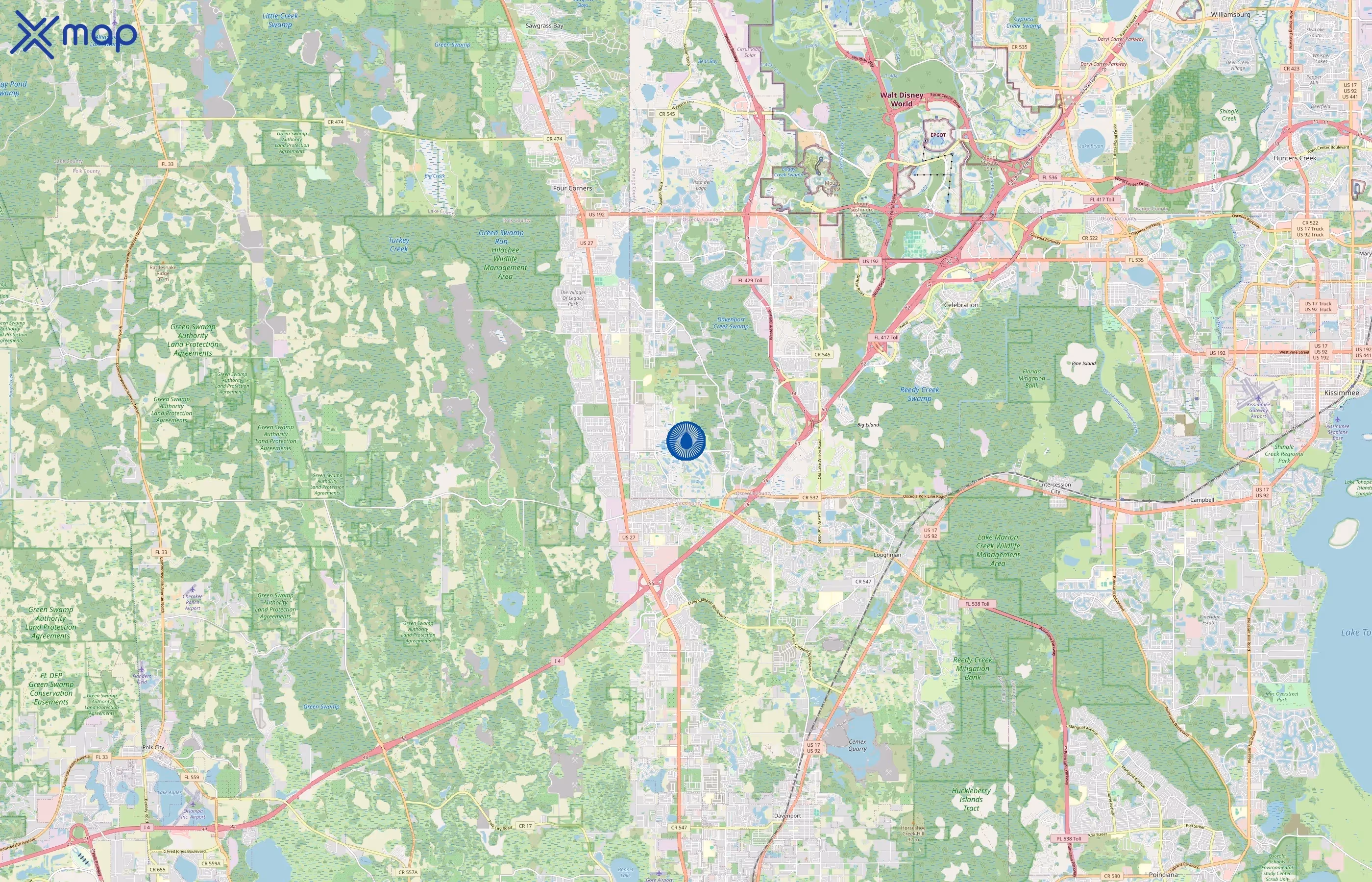 Crystal Springs Water area coverage