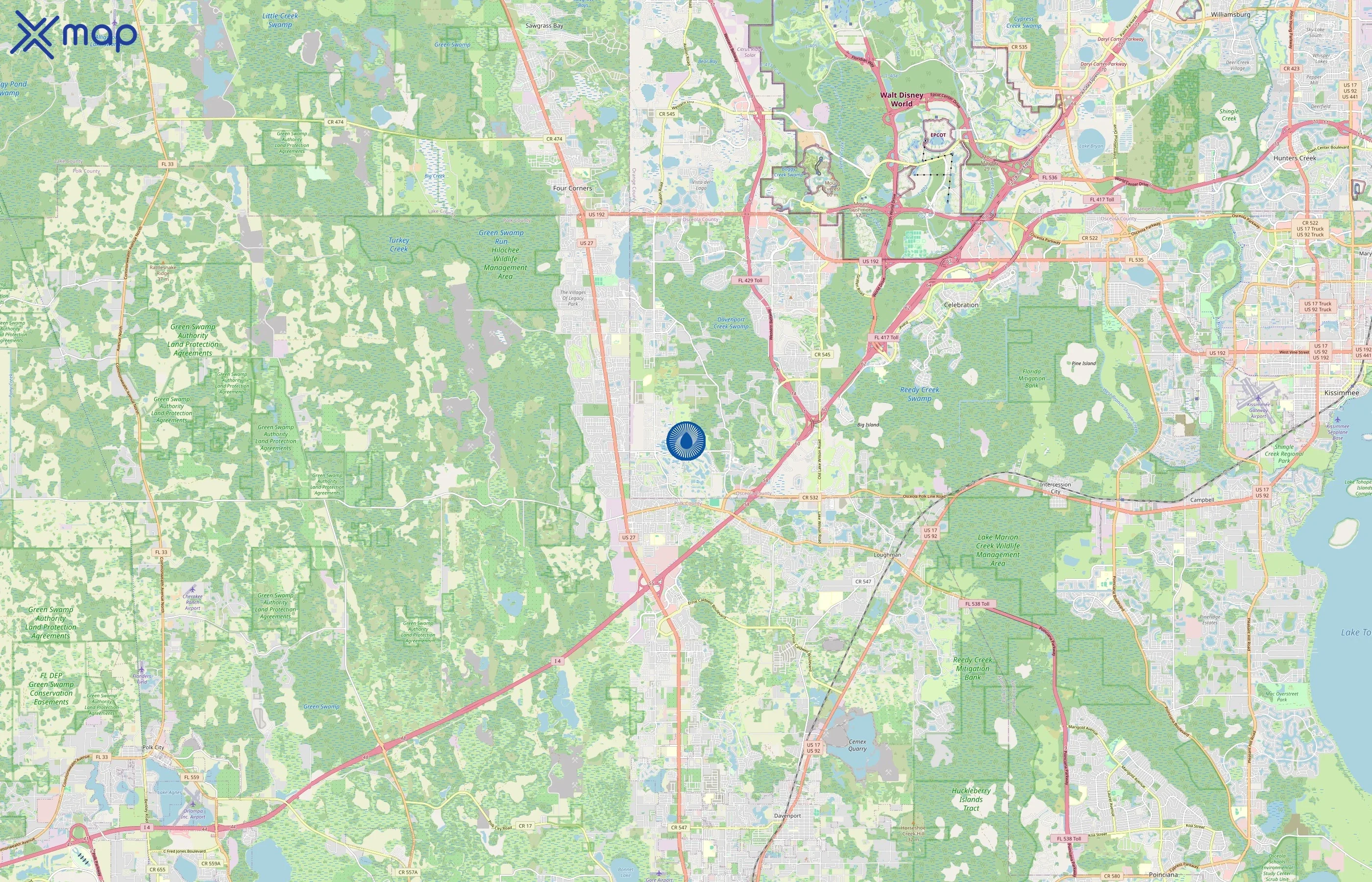 Crystal Springs Water area coverage