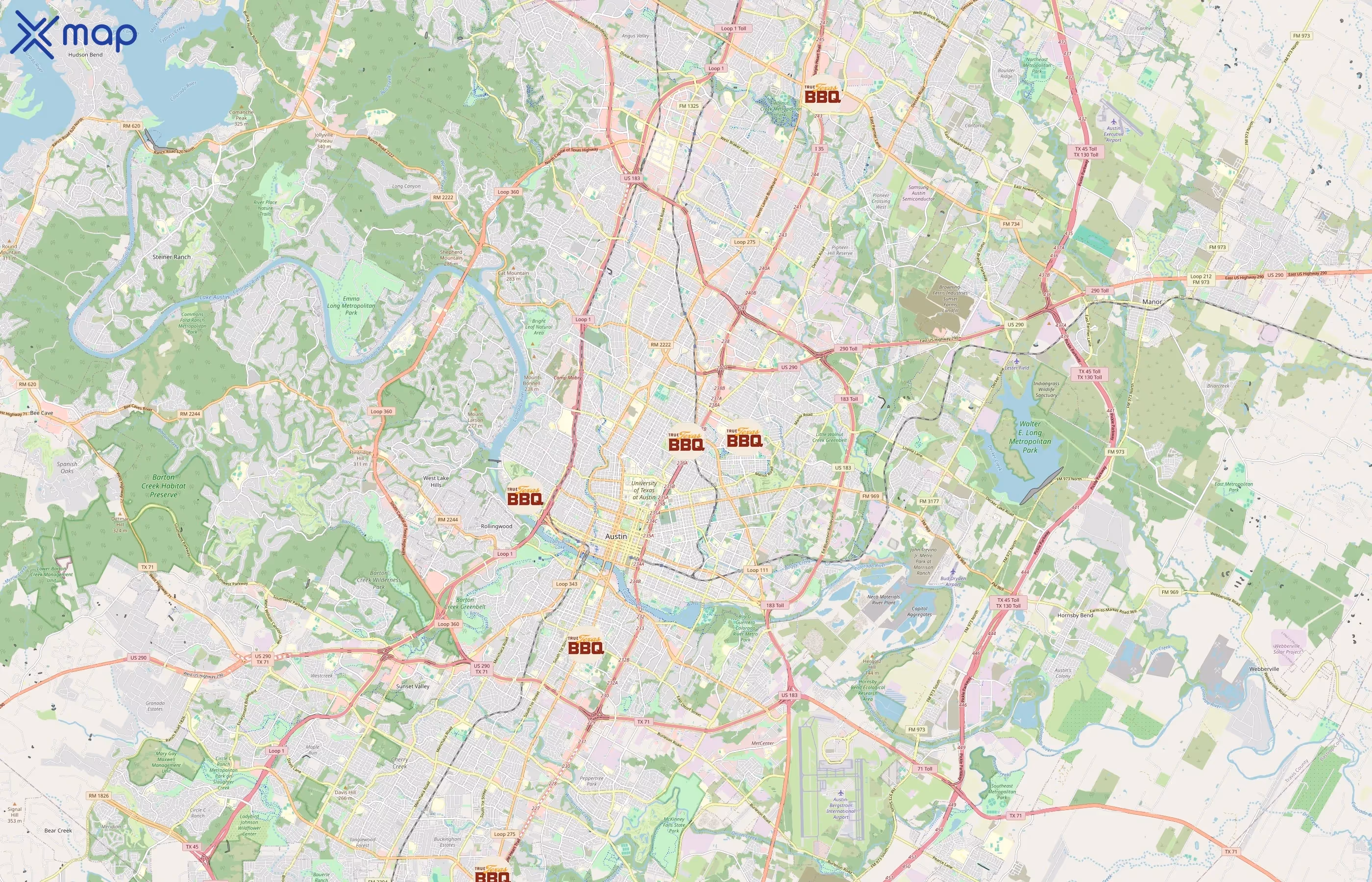 True Texas BBQ area coverage