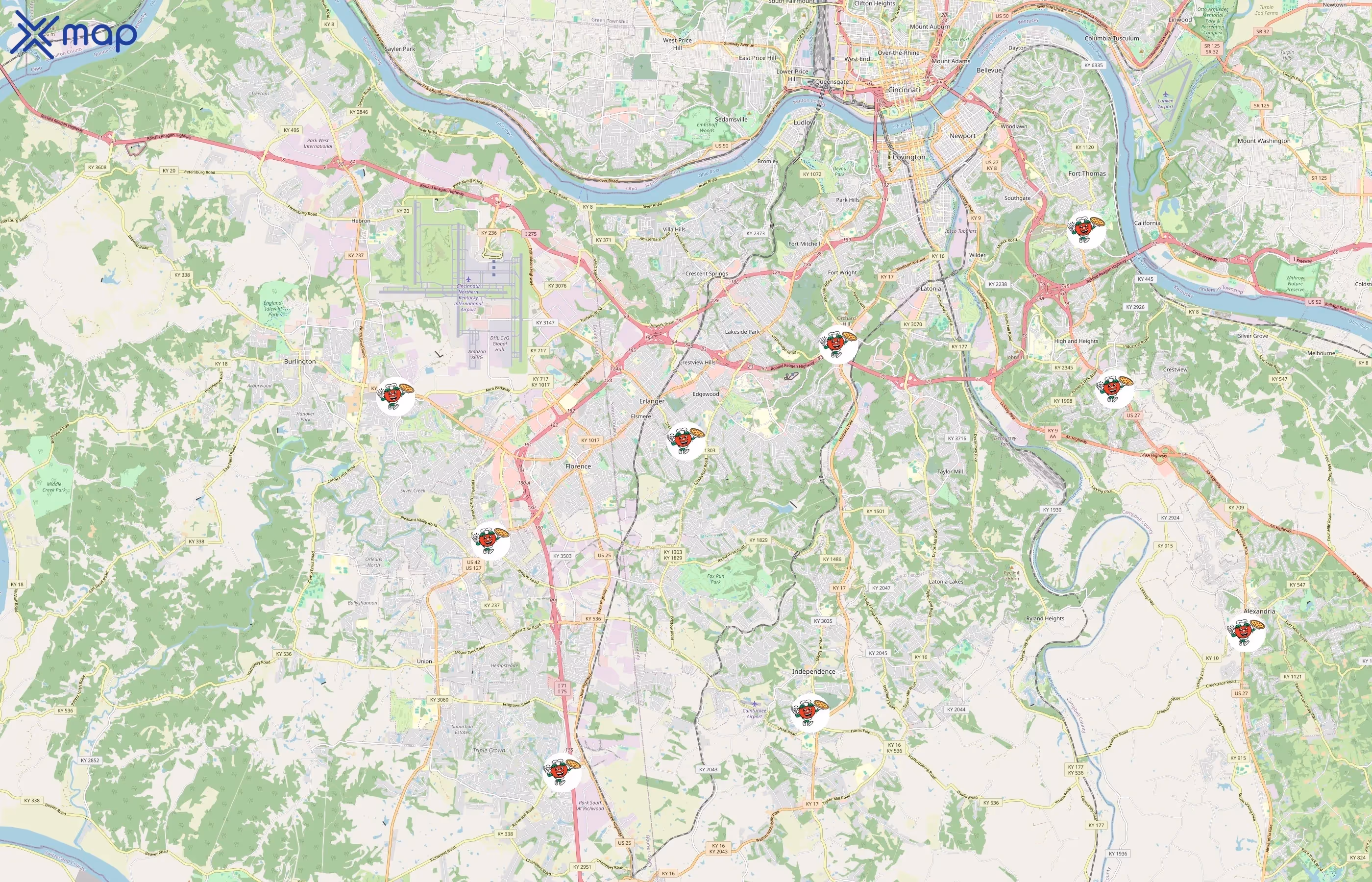 Snappy Tomato Pizza area coverage