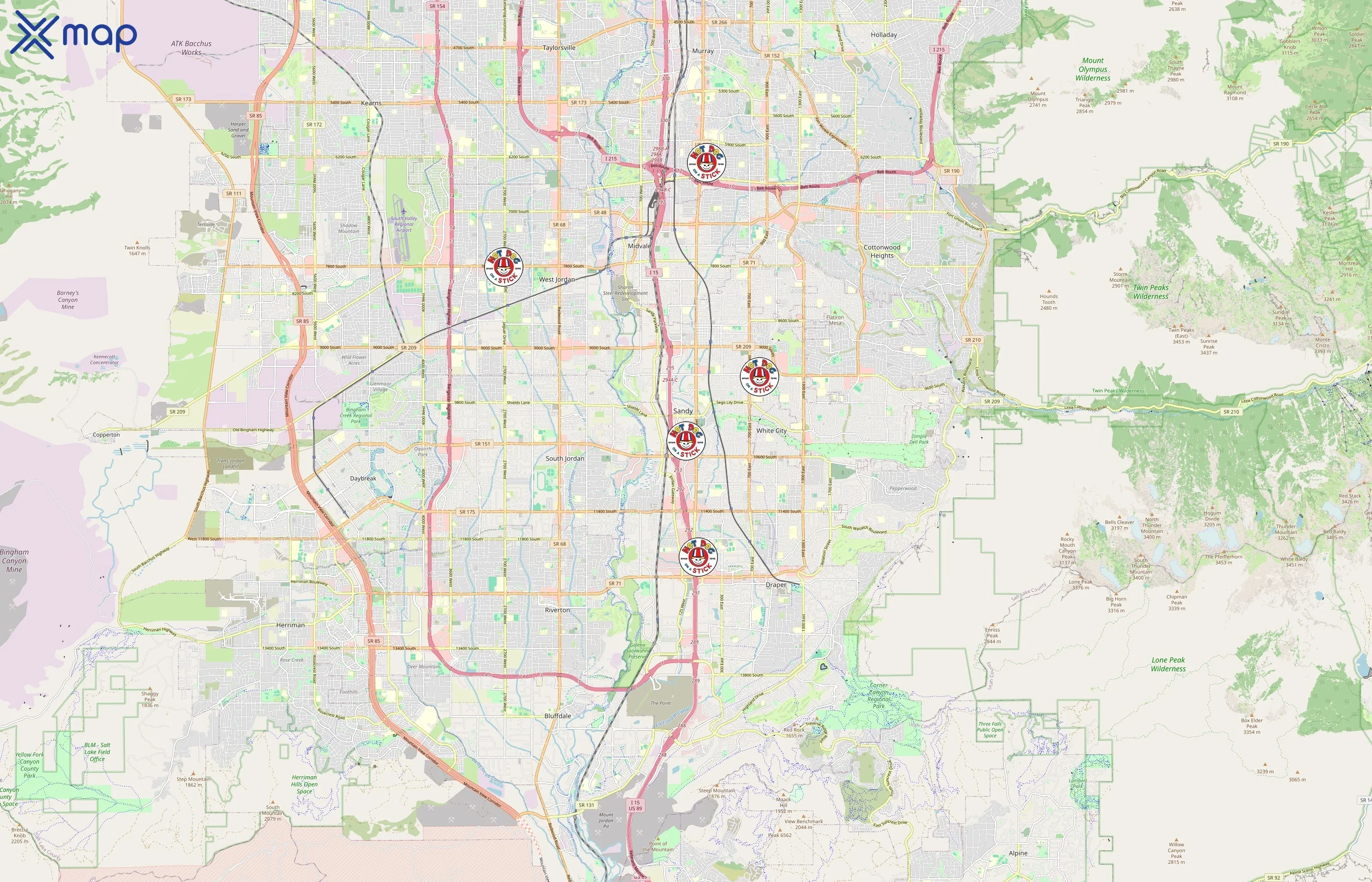 Hot Dog on a Stick area coverage