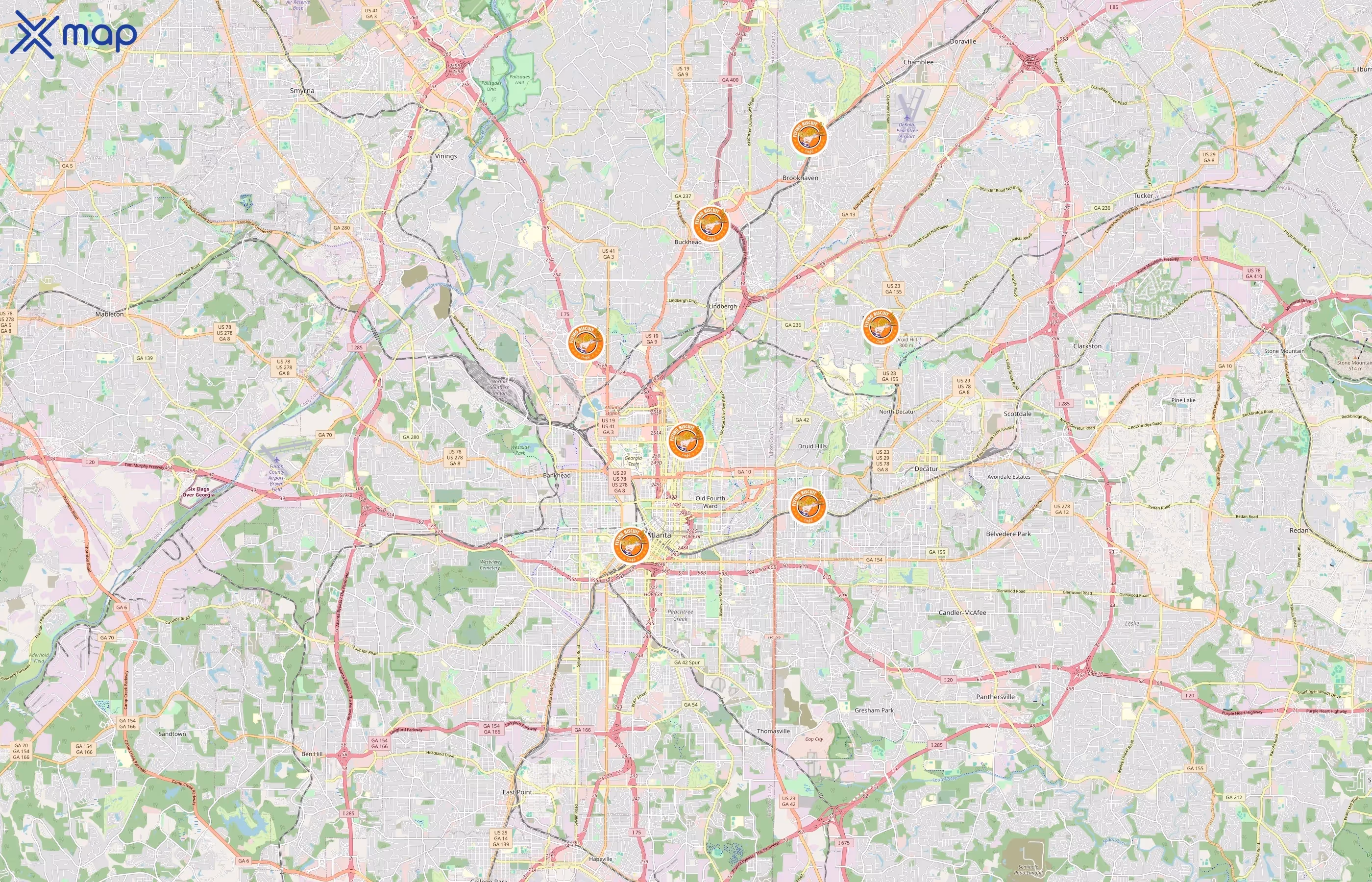 The Flying Biscuit Cafe area coverage