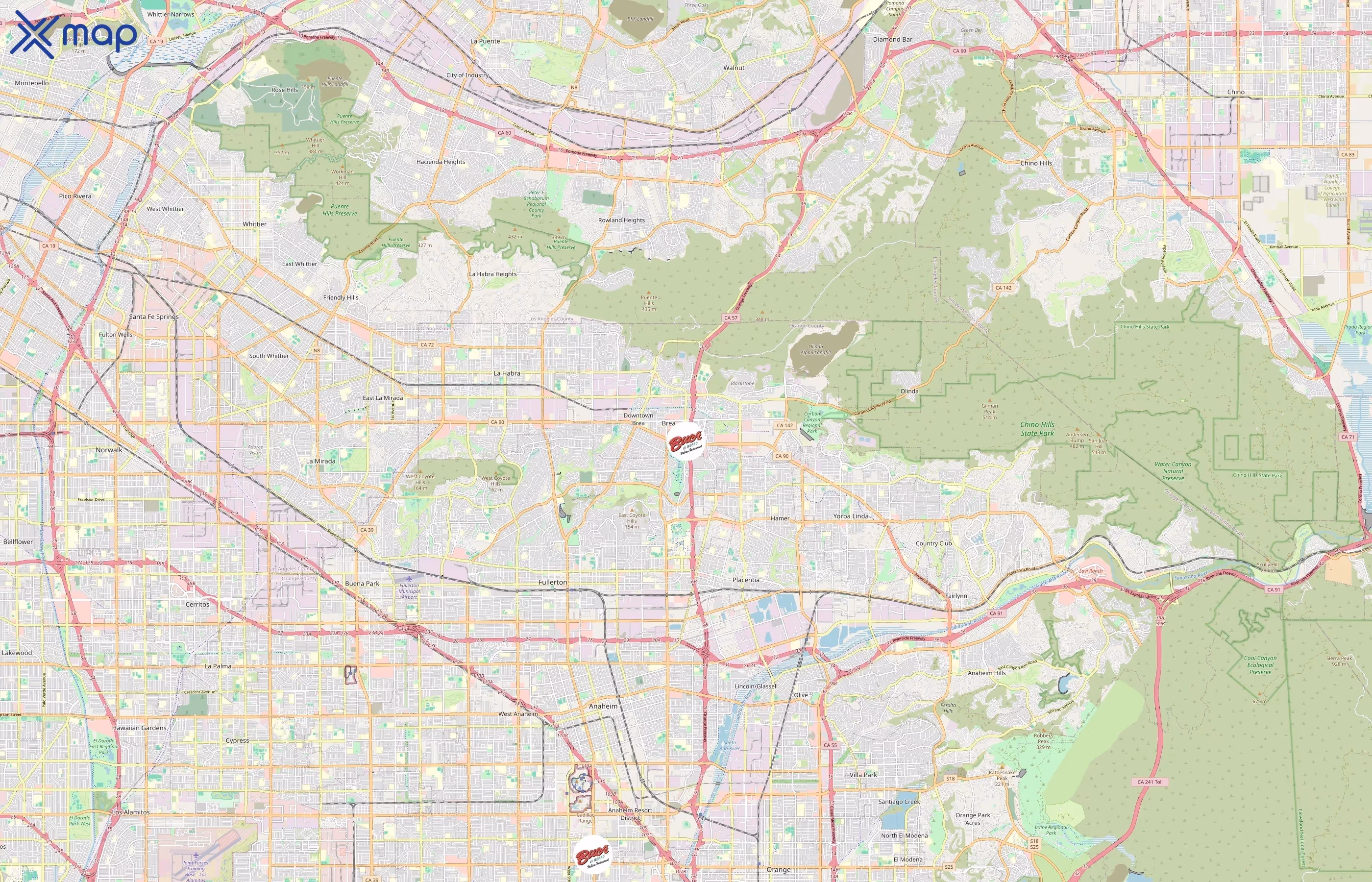 Buca di Beppo area coverage