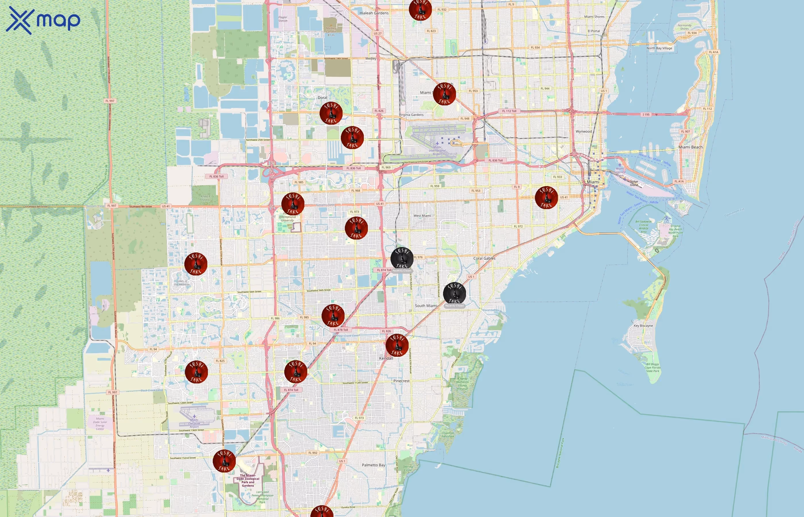 Sushi Sake area coverage