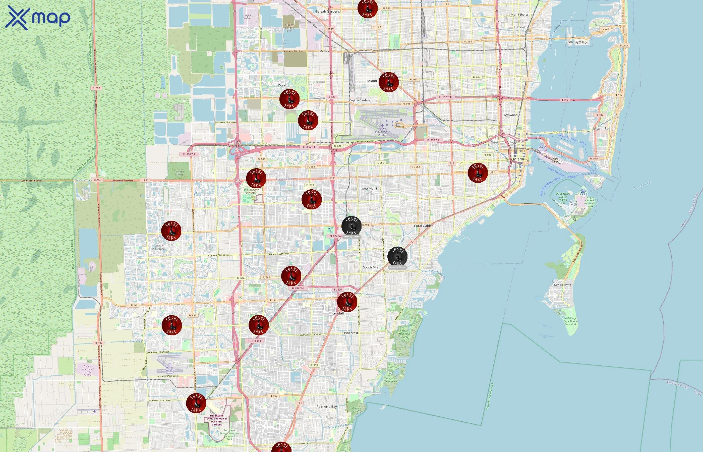 Sushi Sake area coverage