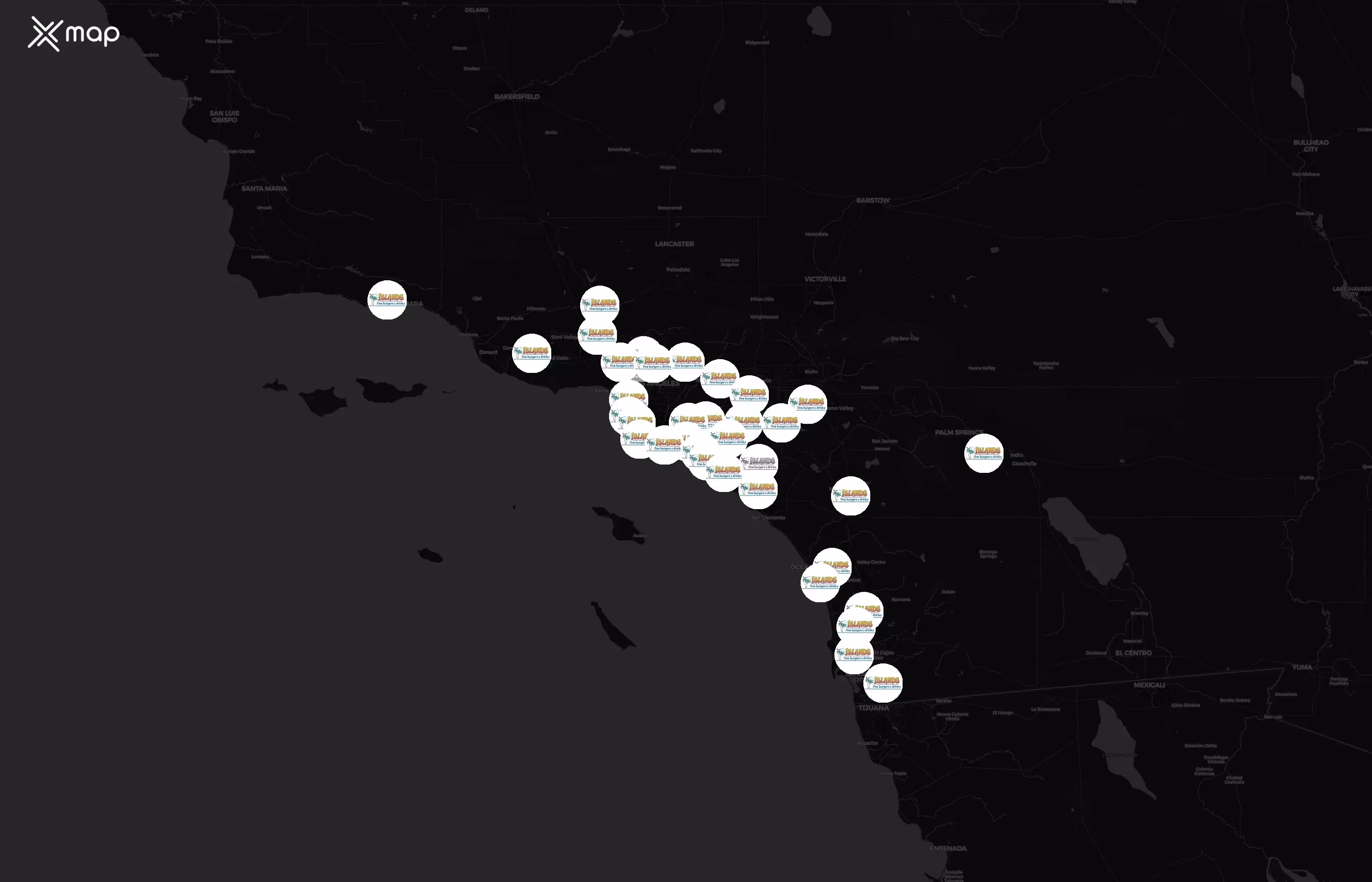 Islands Restaurant city distribution