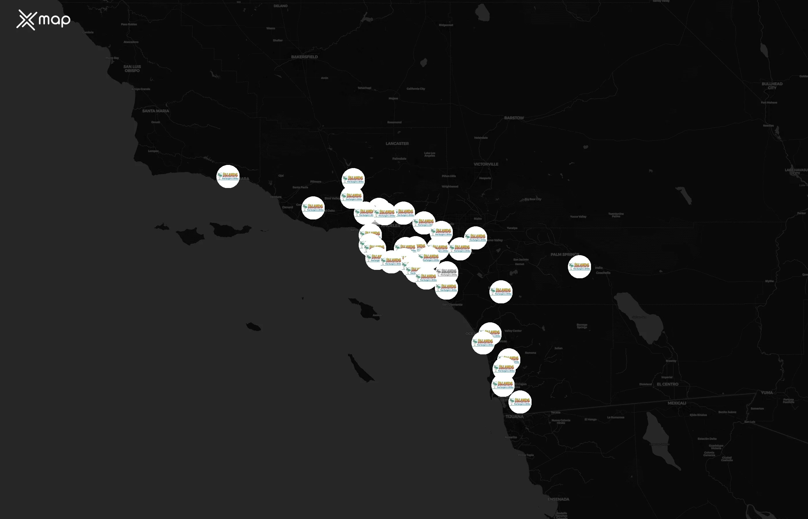 Islands Restaurant city distribution