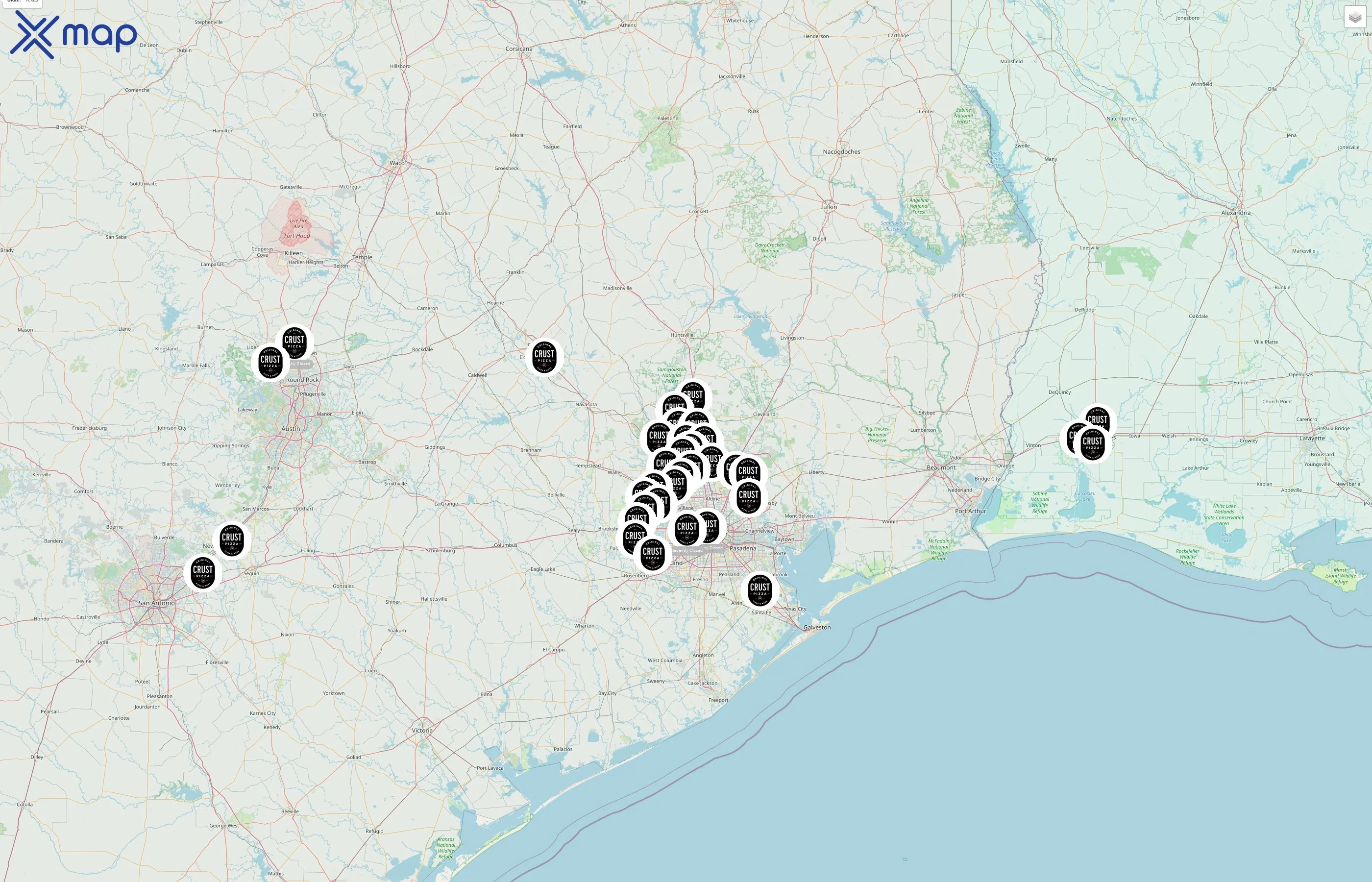 Crust Pizza Co. street hotspots