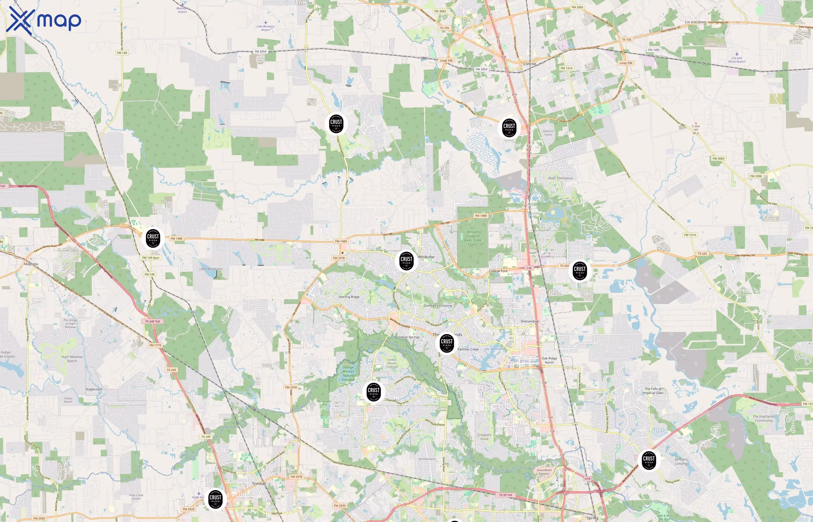 Crust Pizza Co. area coverage