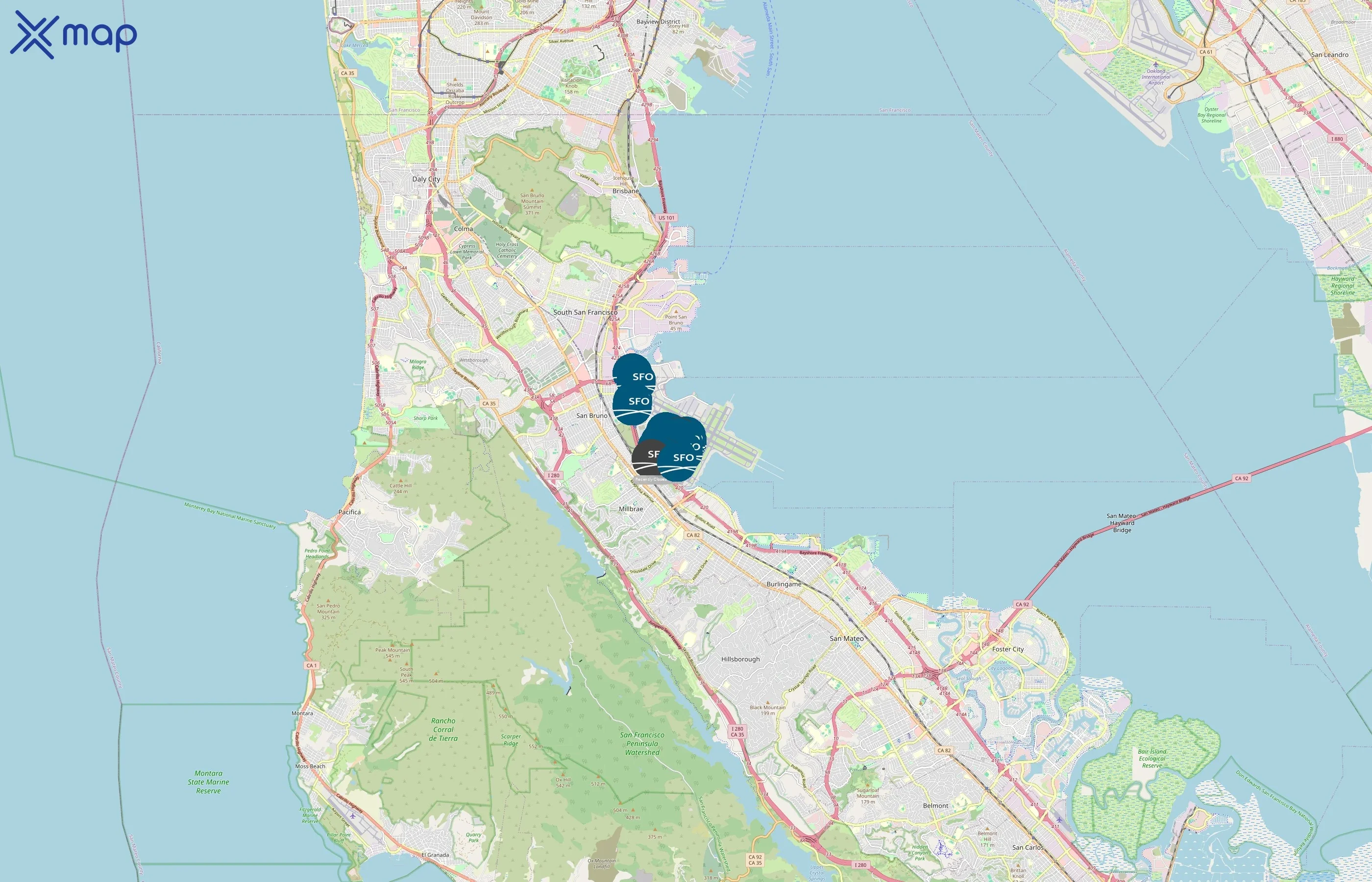 San Francisco International Airport area coverage