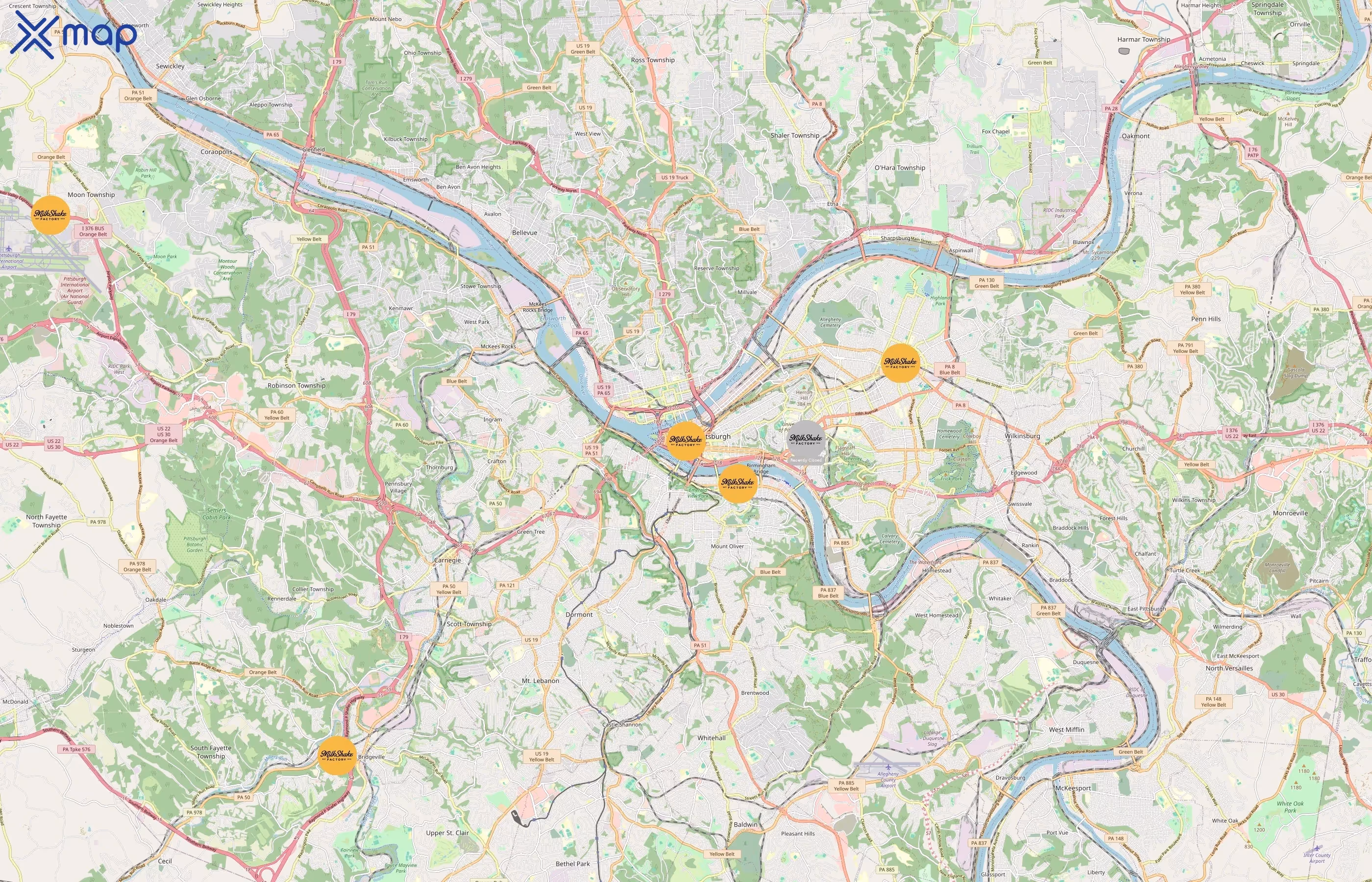 MilkShake Factory area coverage