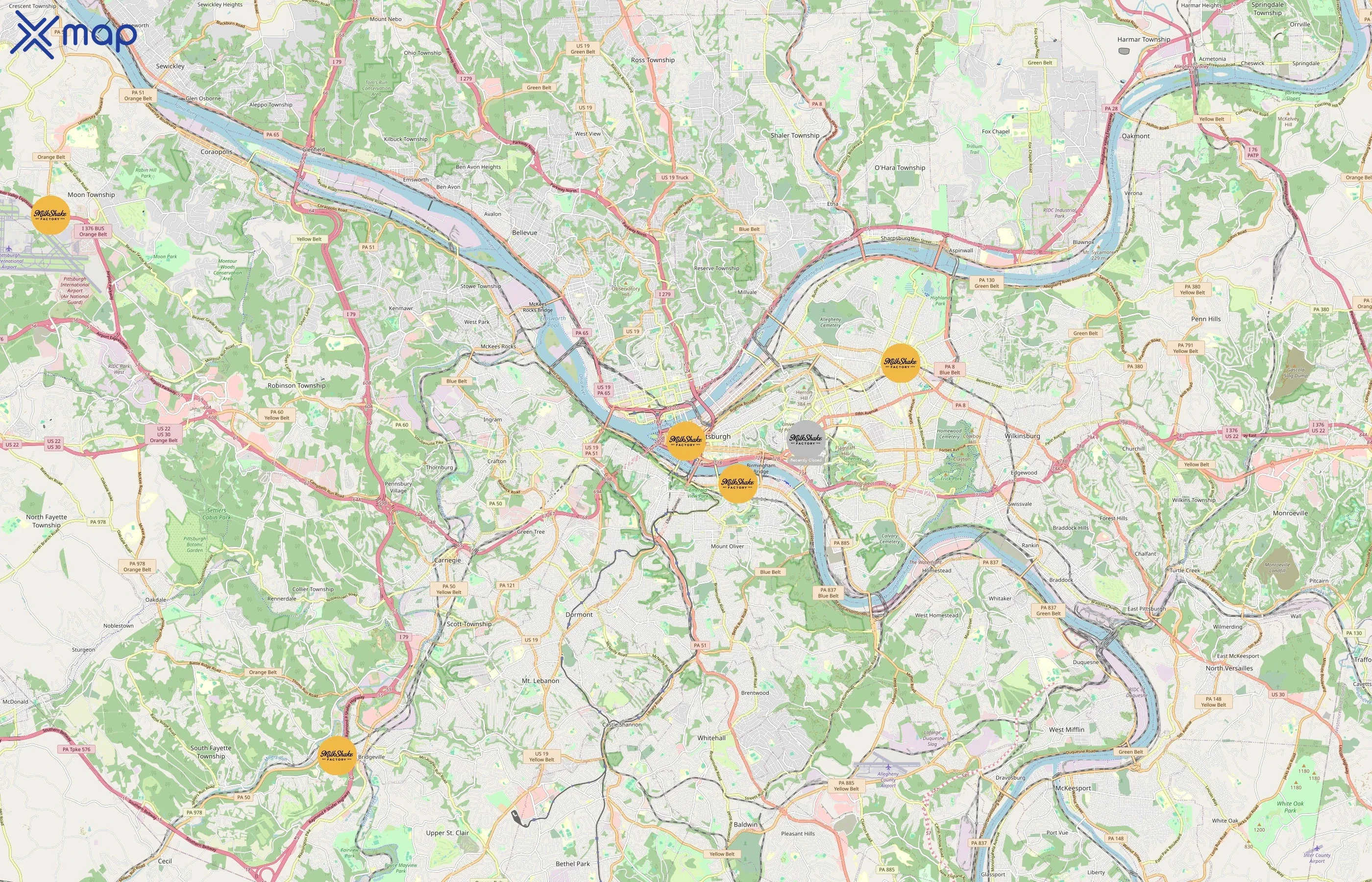 MilkShake Factory area coverage