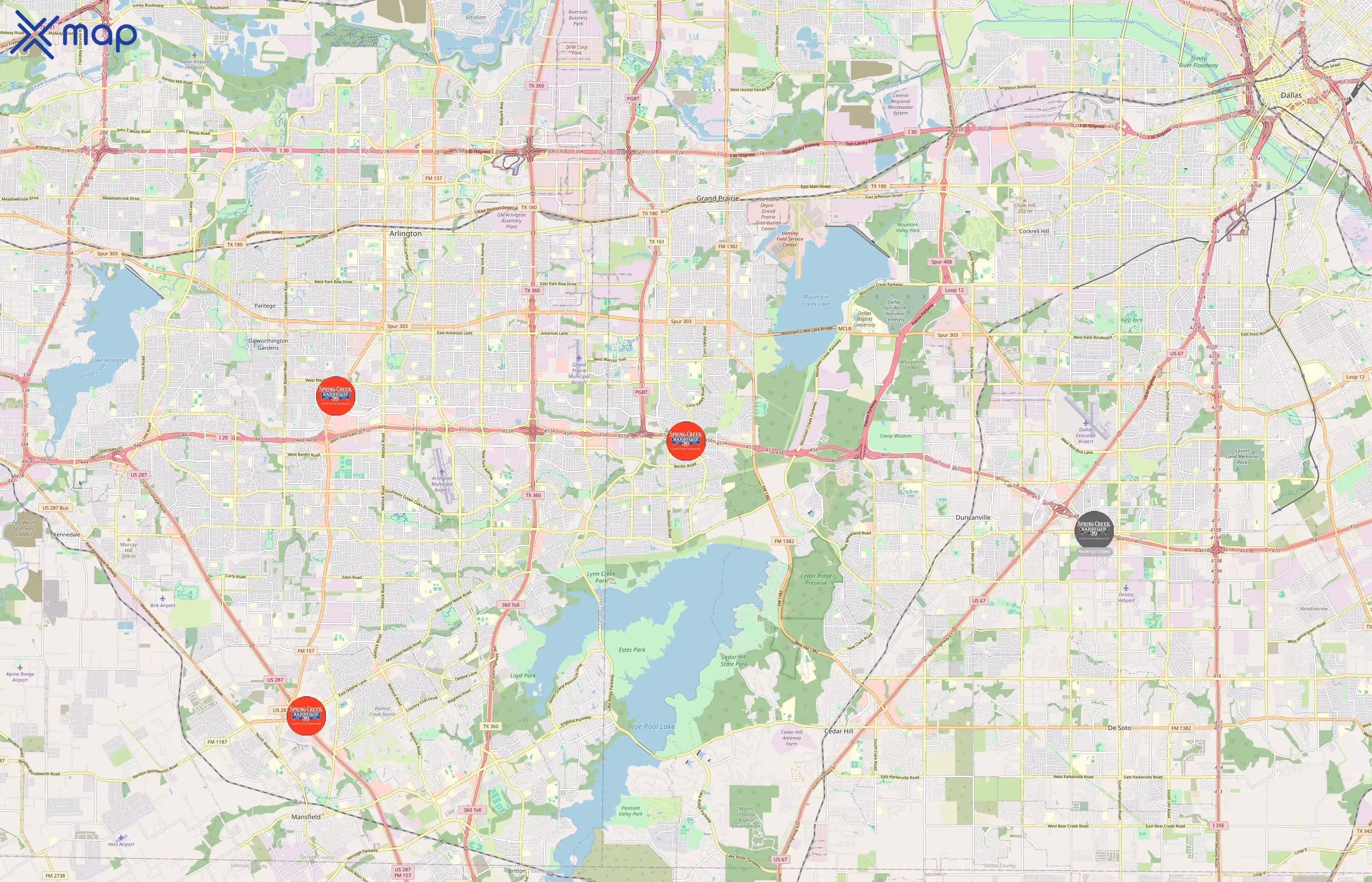 Spring Creek Barbeque area coverage