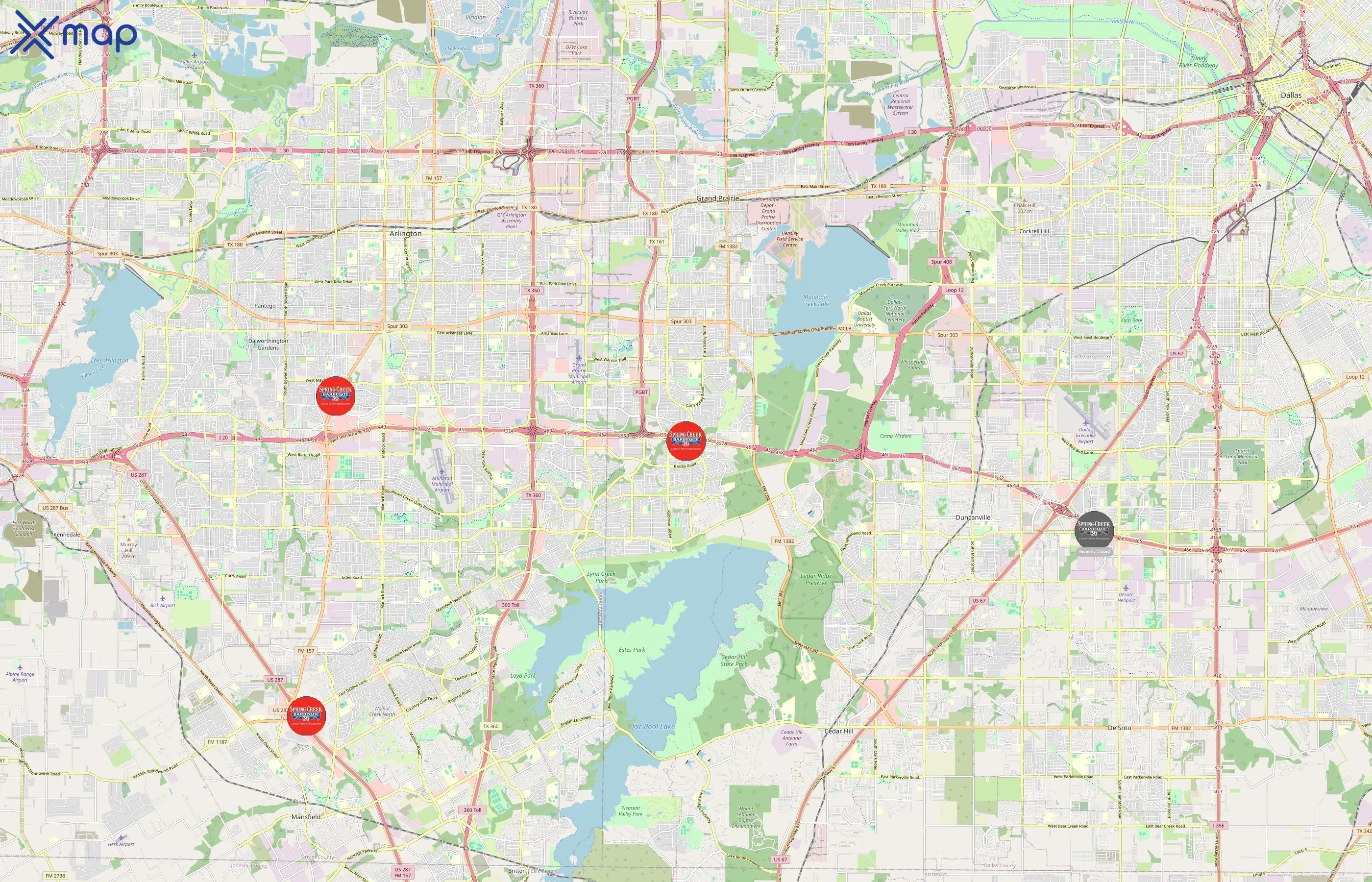 Spring Creek Barbeque area coverage