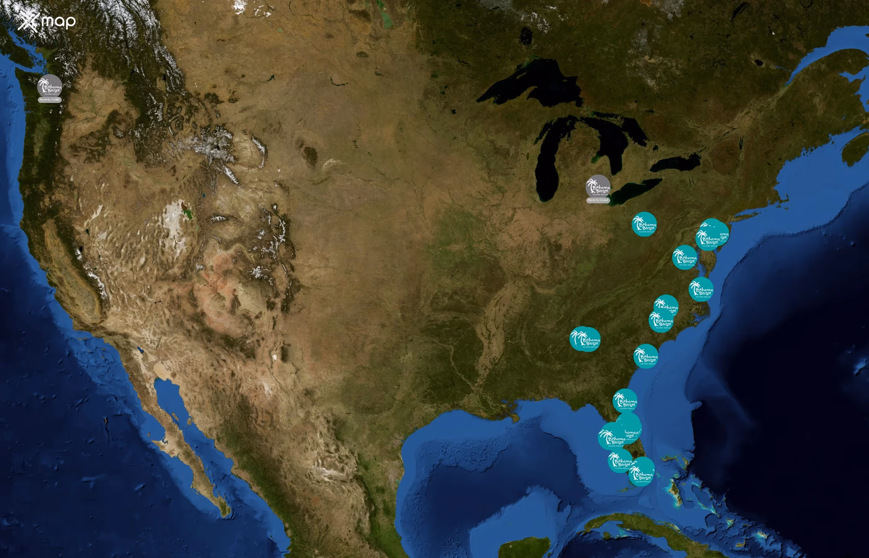 Bahama Breeze state distribution