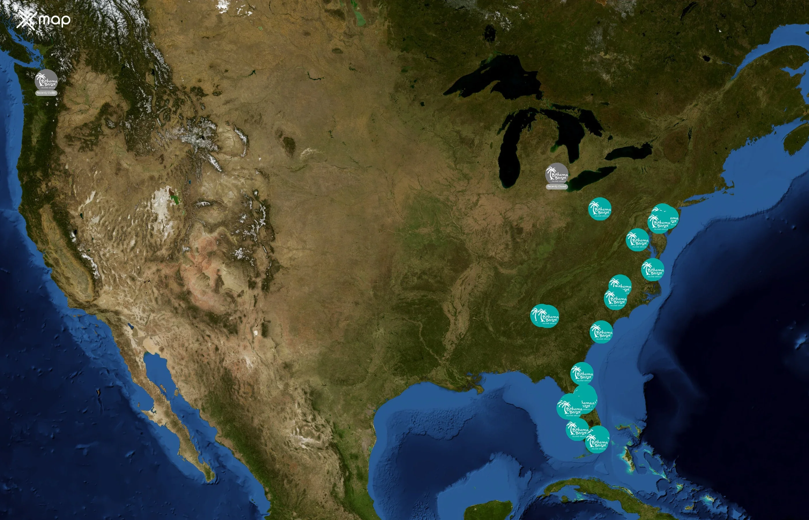 Bahama Breeze state distribution