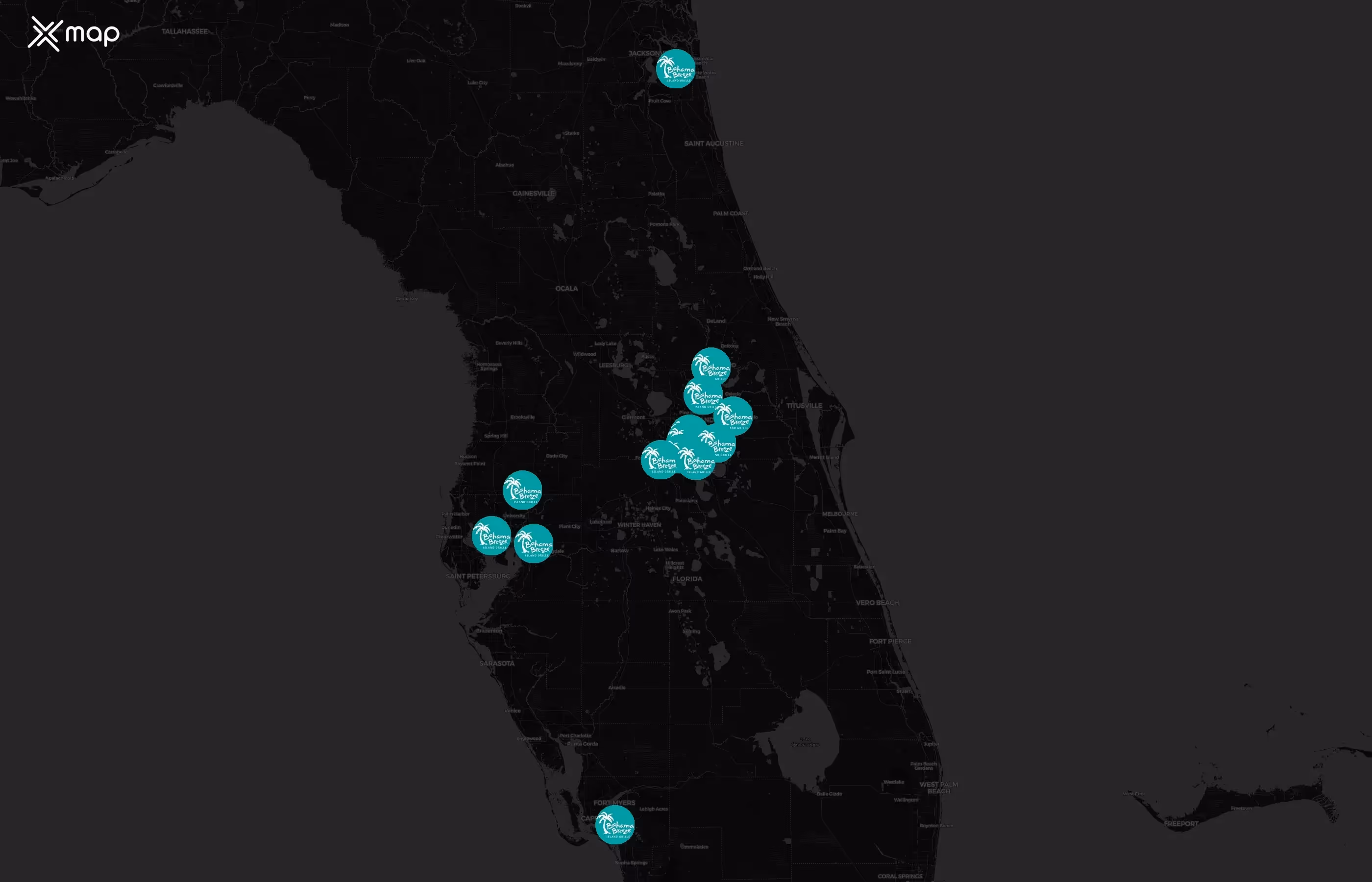 Bahama Breeze city distribution