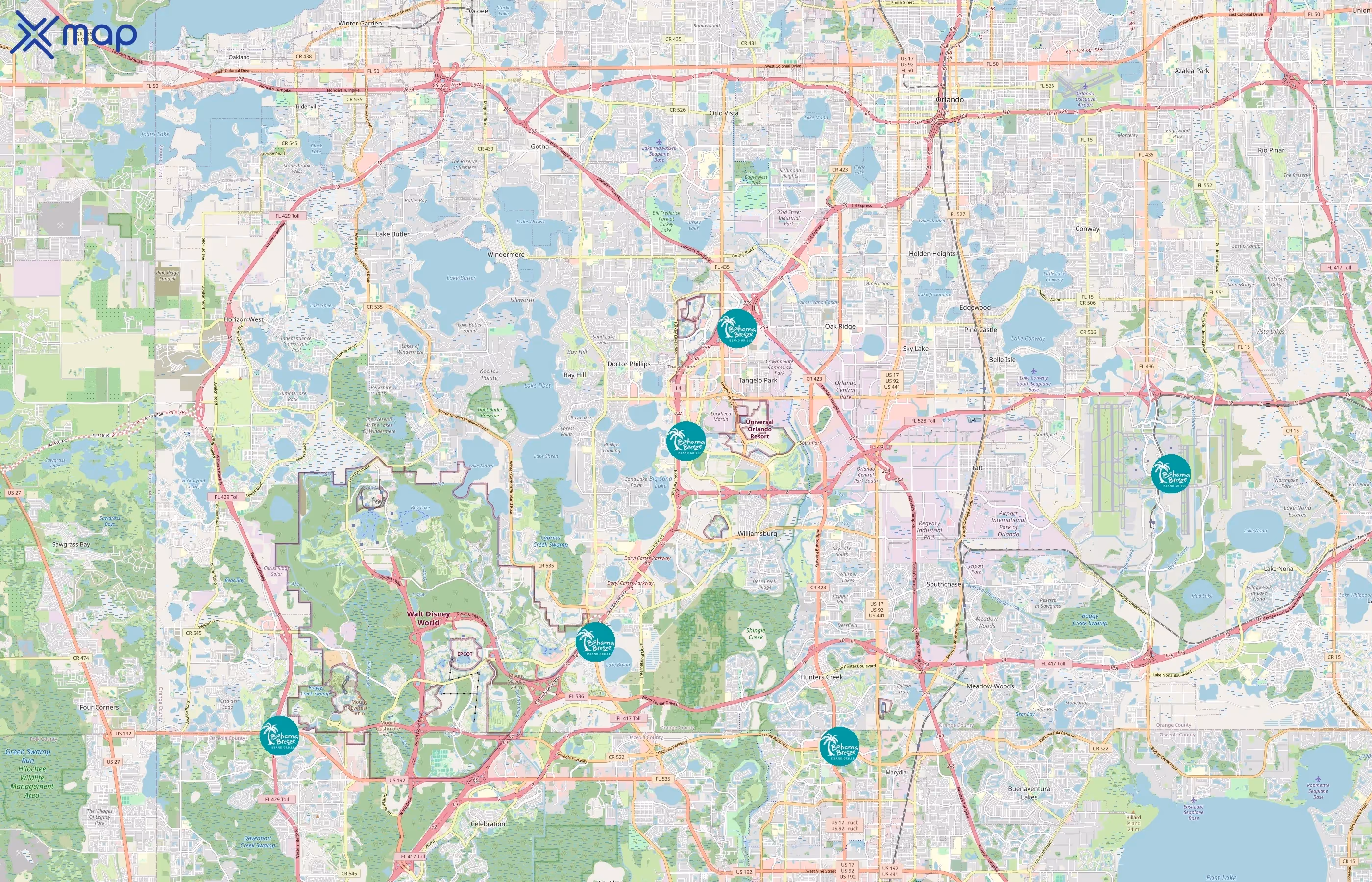 Bahama Breeze area coverage