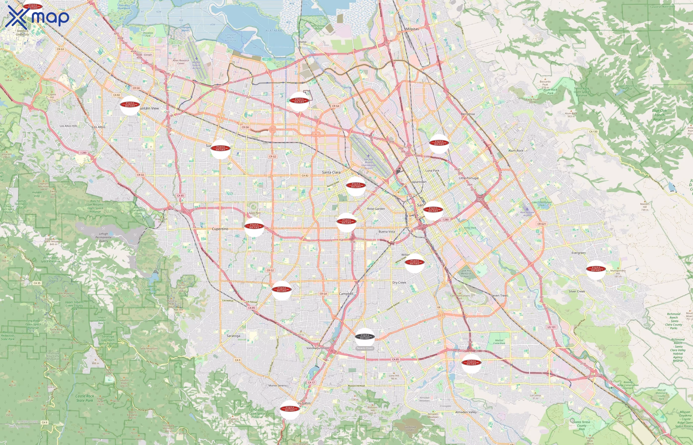 Pizza My Heart area coverage