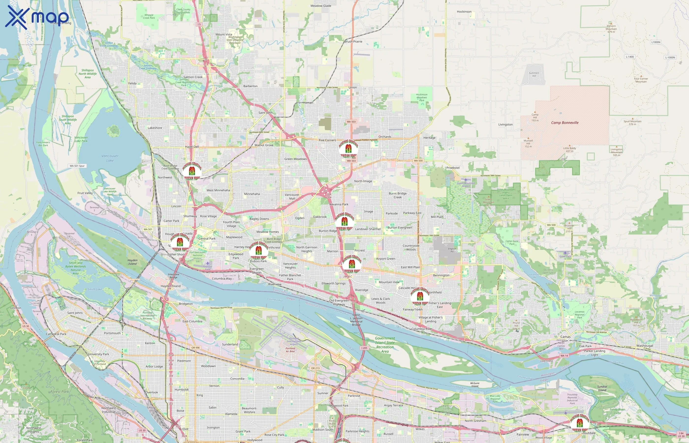 Muchas Gracias Mexican Food area coverage