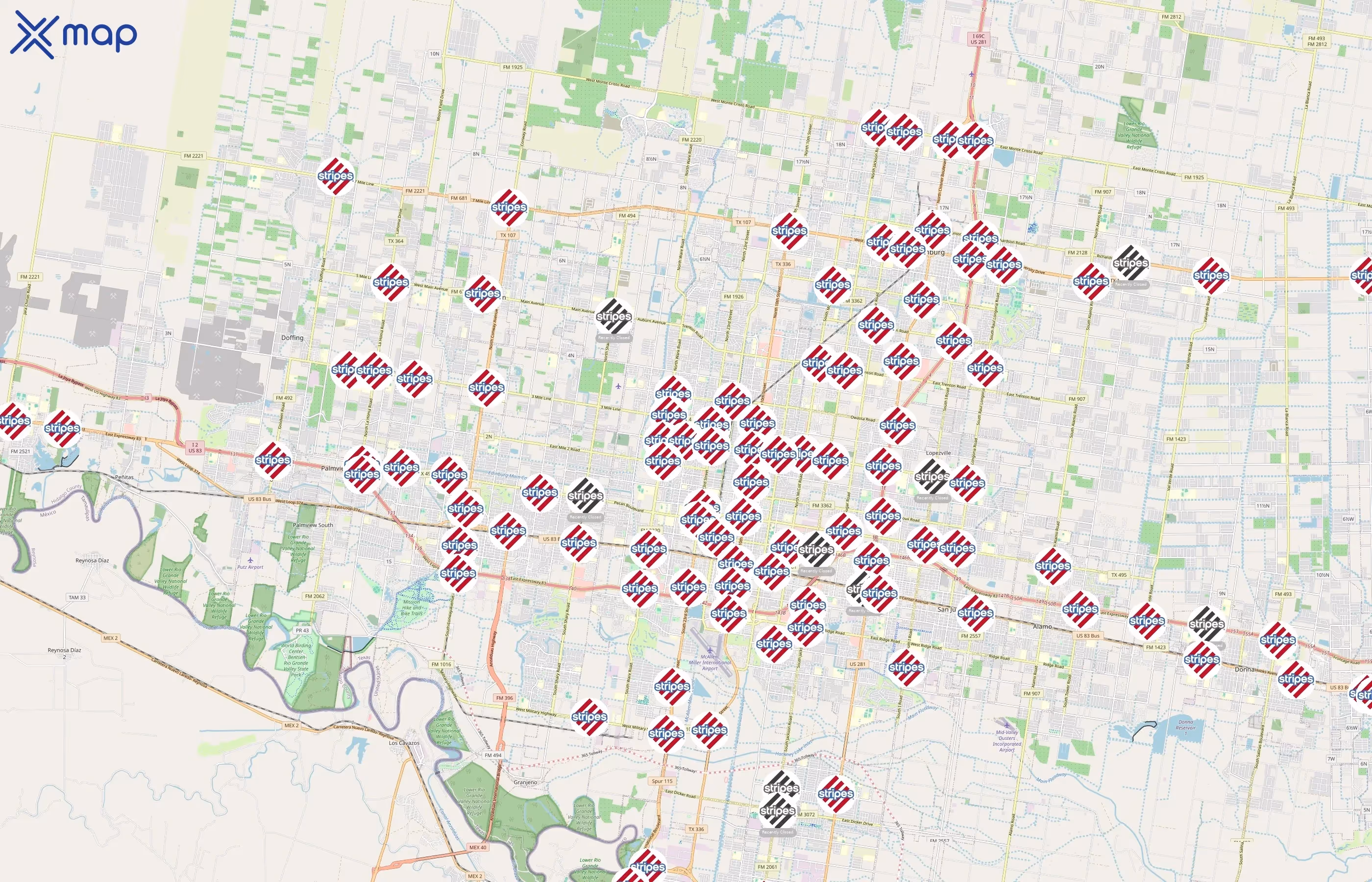 Stripes area coverage