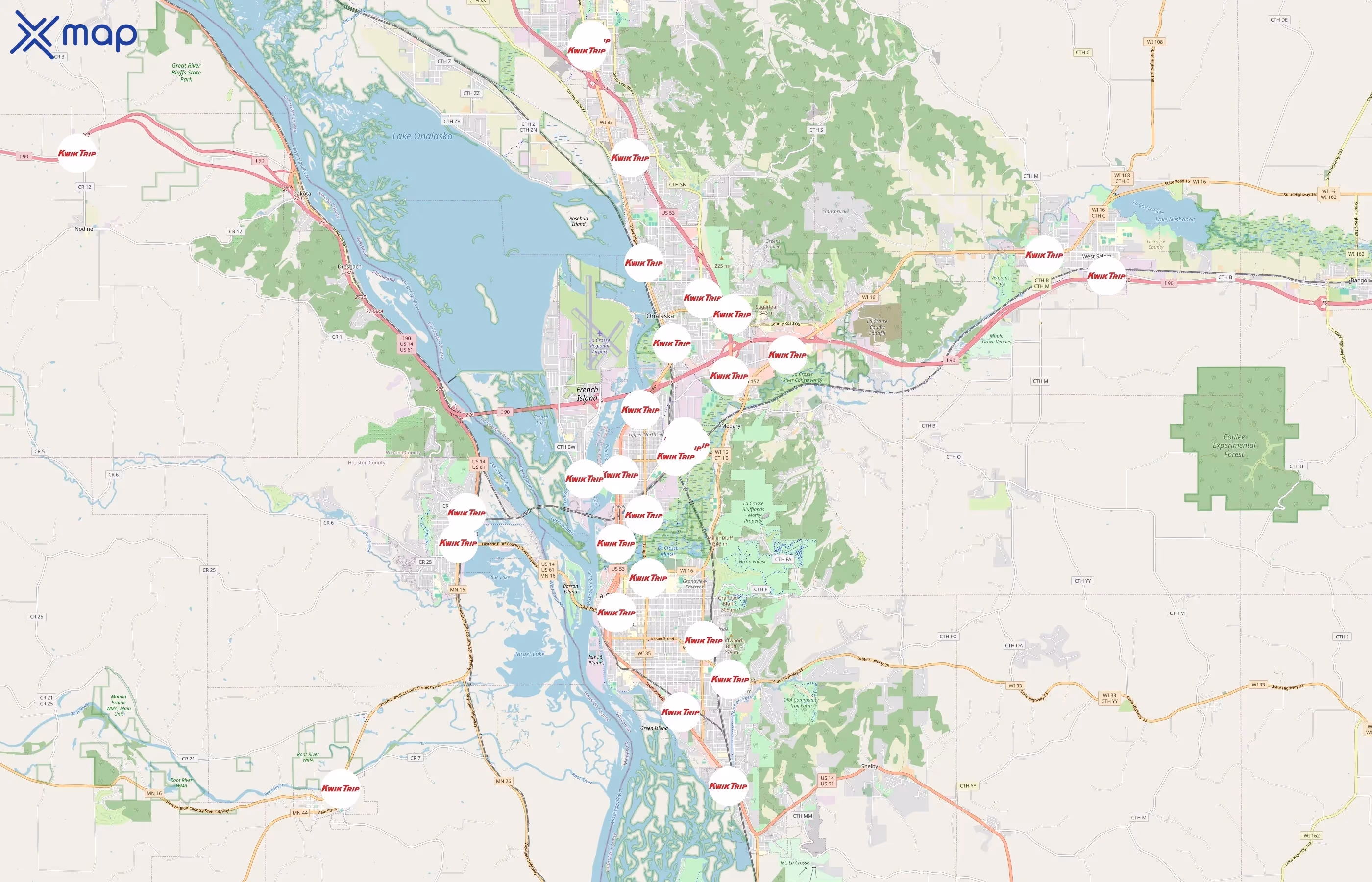 Kwik Trip area coverage