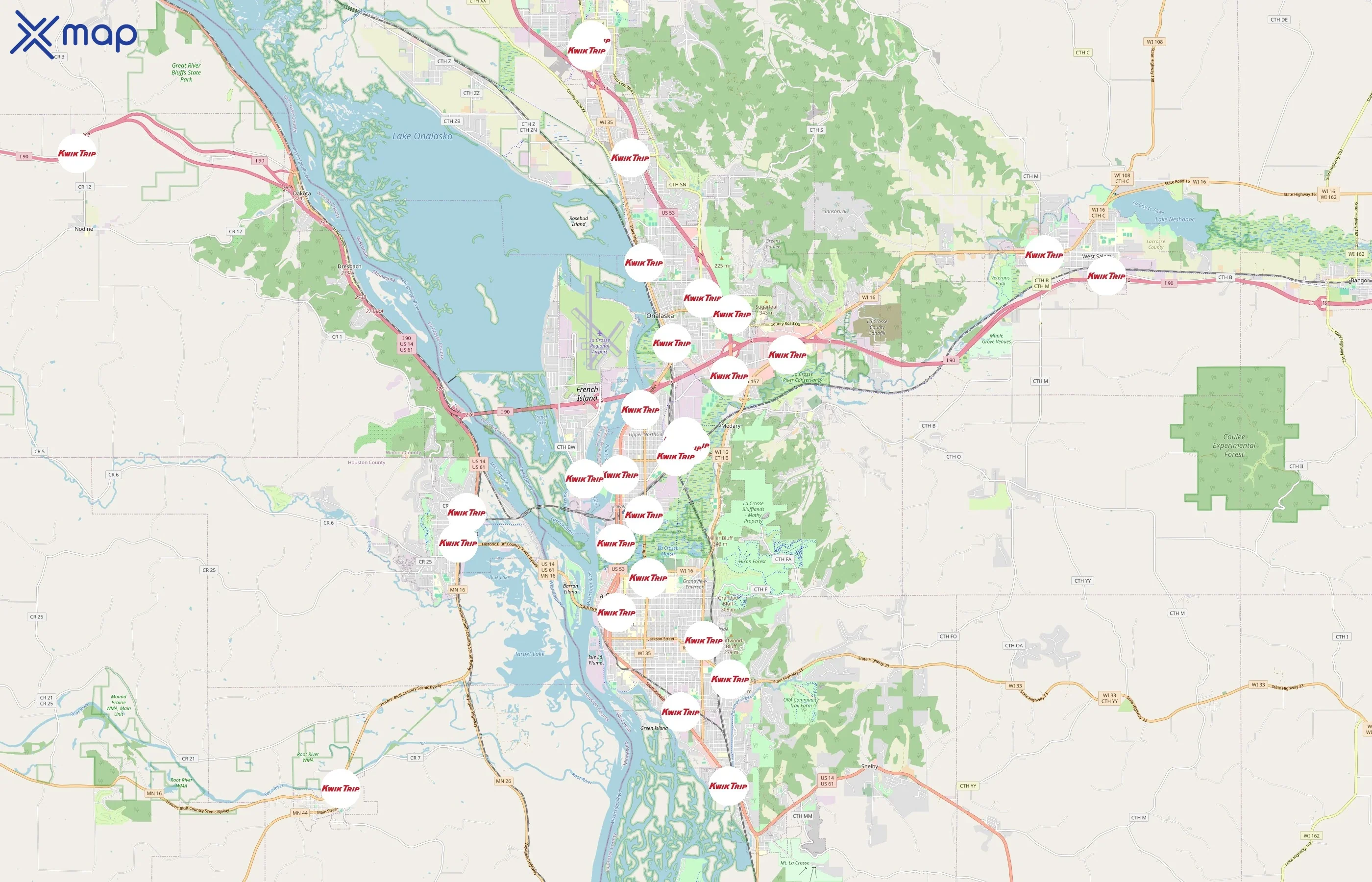 Kwik Trip area coverage