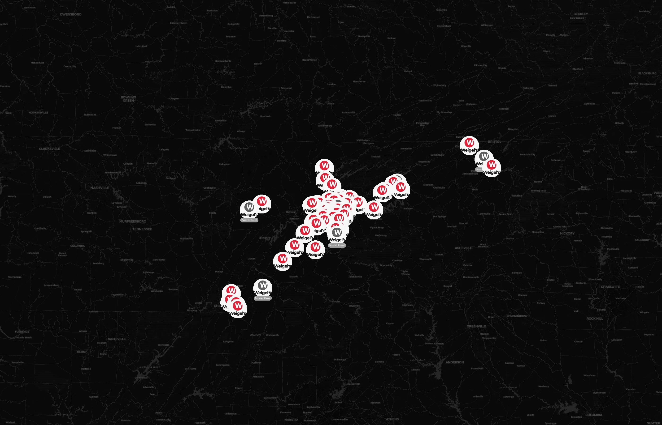 Weigel's city distribution