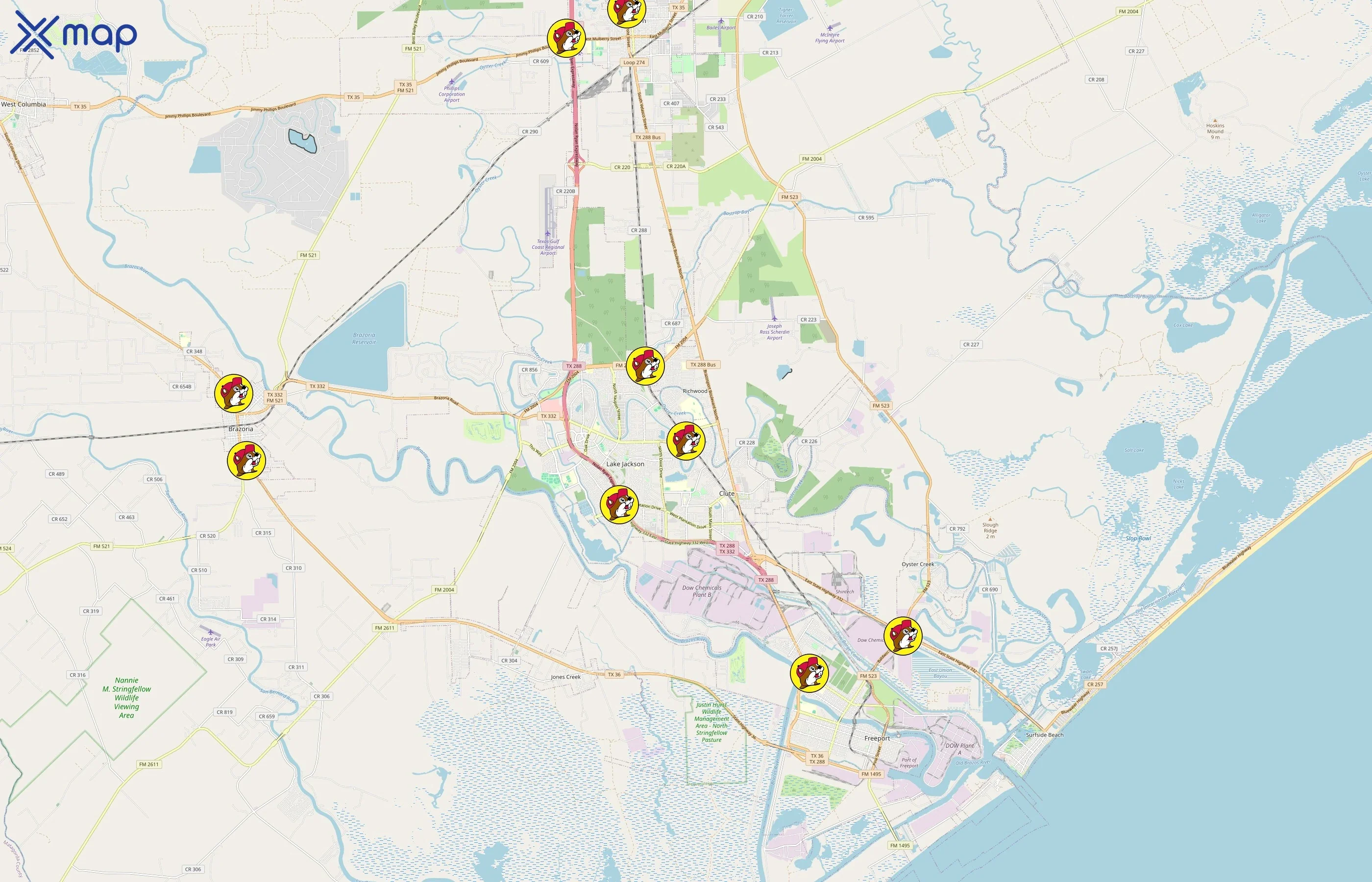 Buc-ee's area coverage