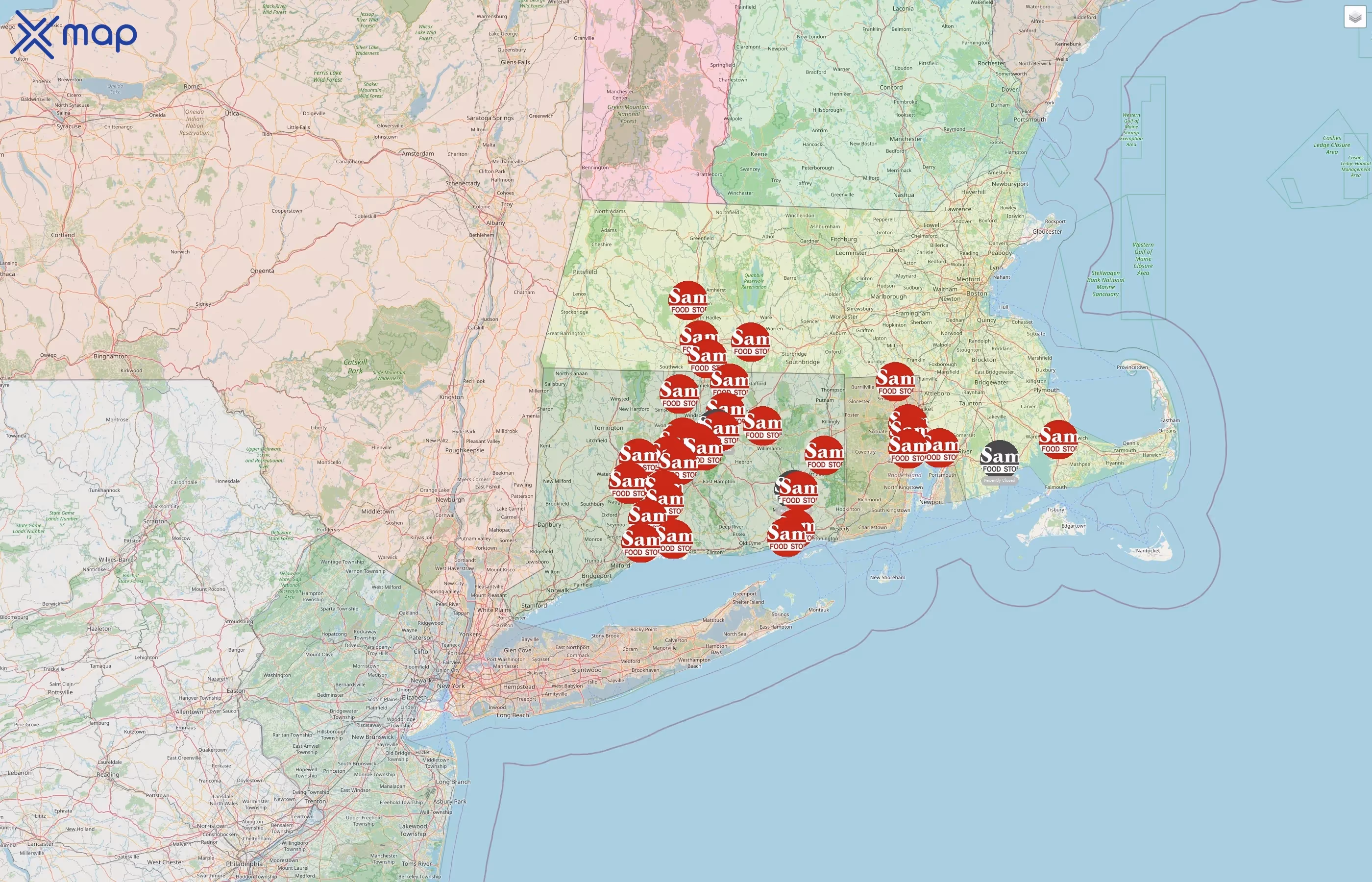 Sam's Food Stores street hotspots