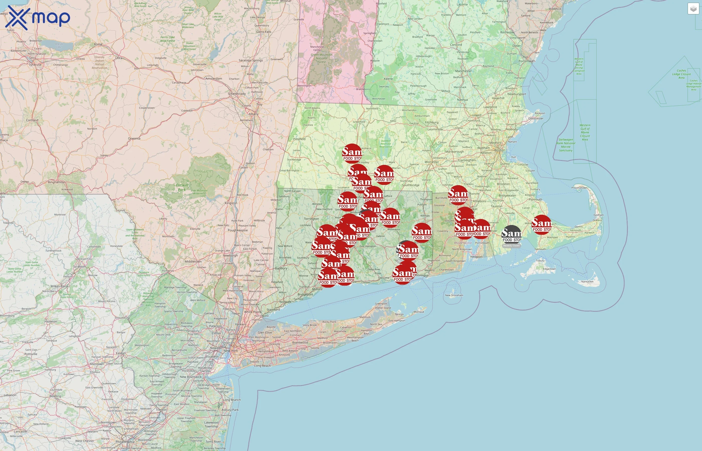 Sam's Food Stores street hotspots
