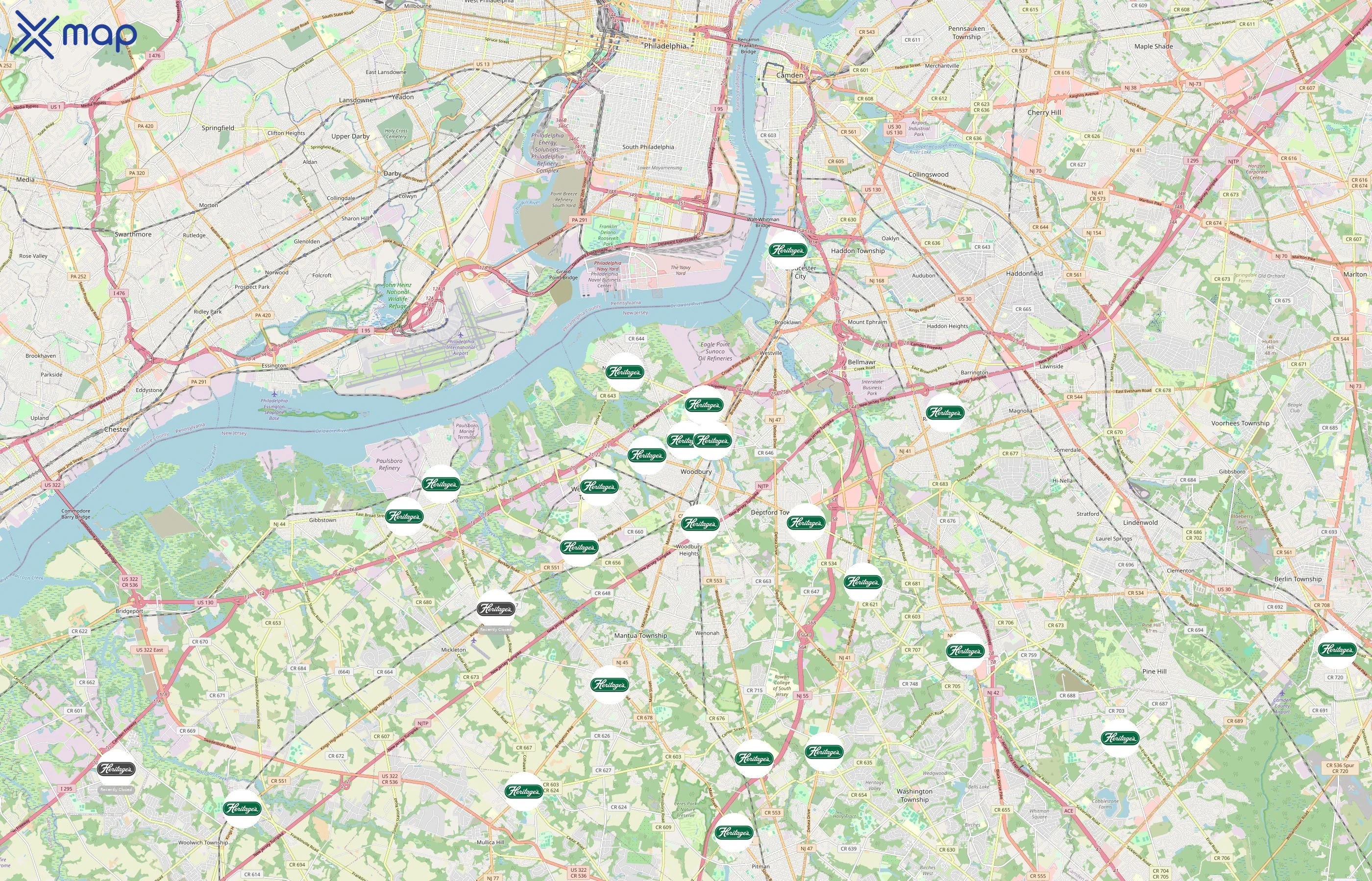 Heritage's Dairy Stores area coverage