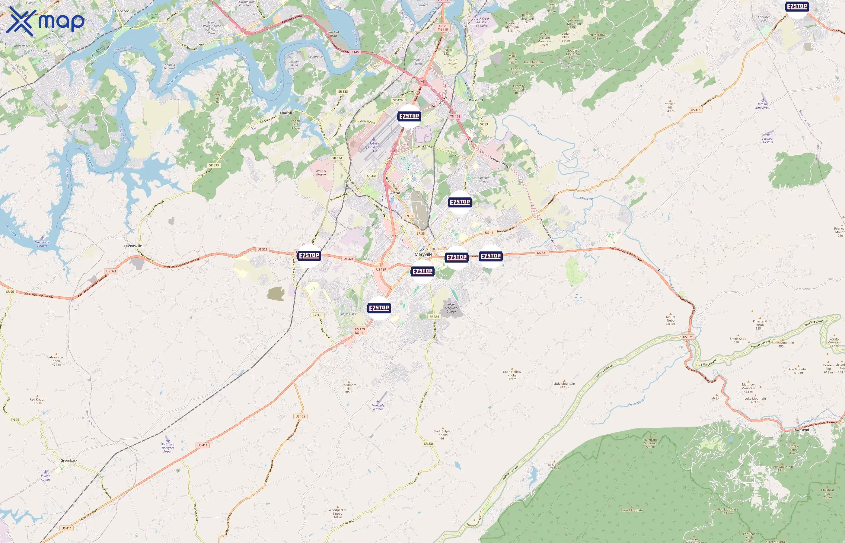 E-Z Stop Food Marts area coverage