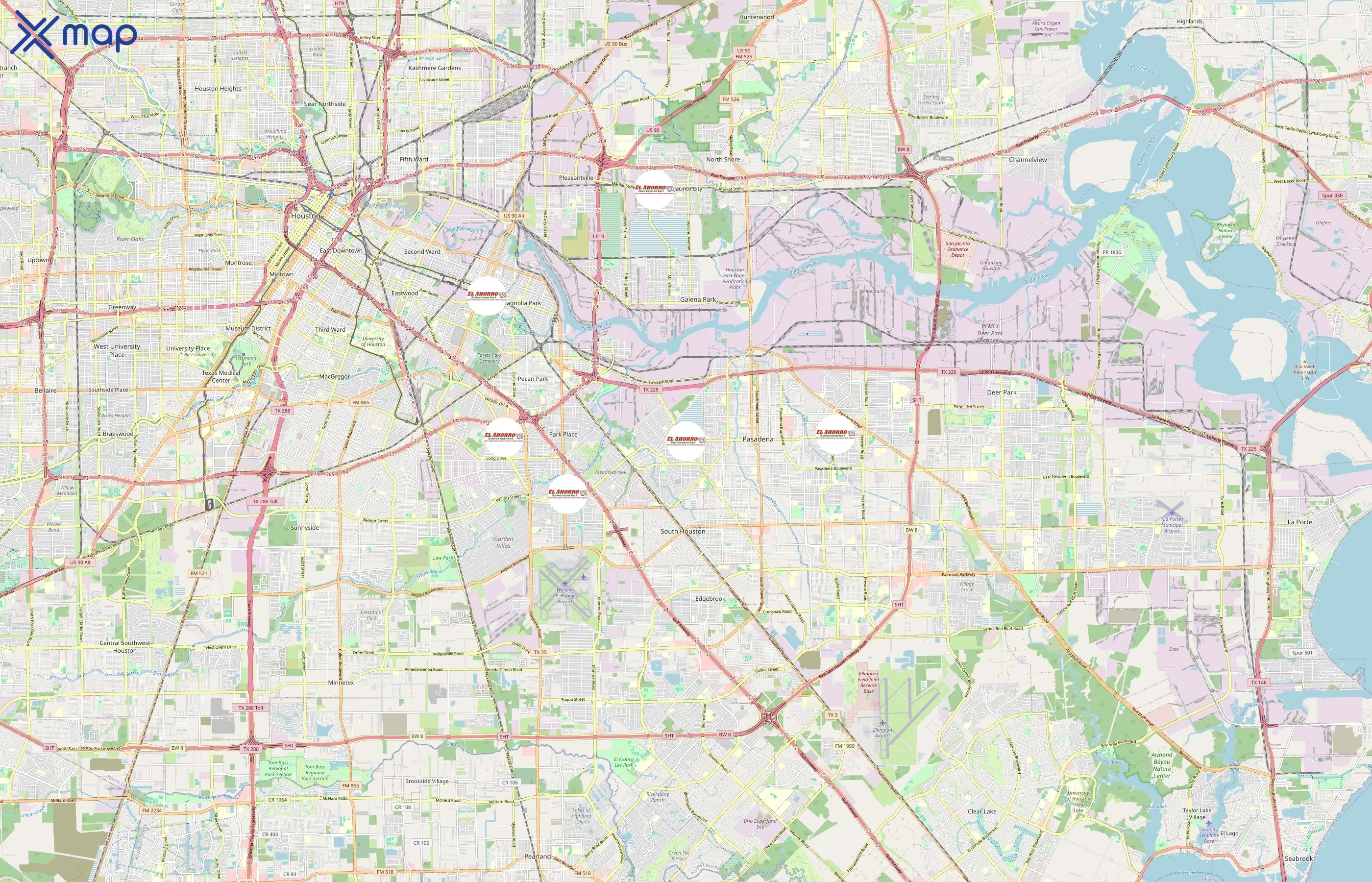 El Ahorro Supermarket area coverage