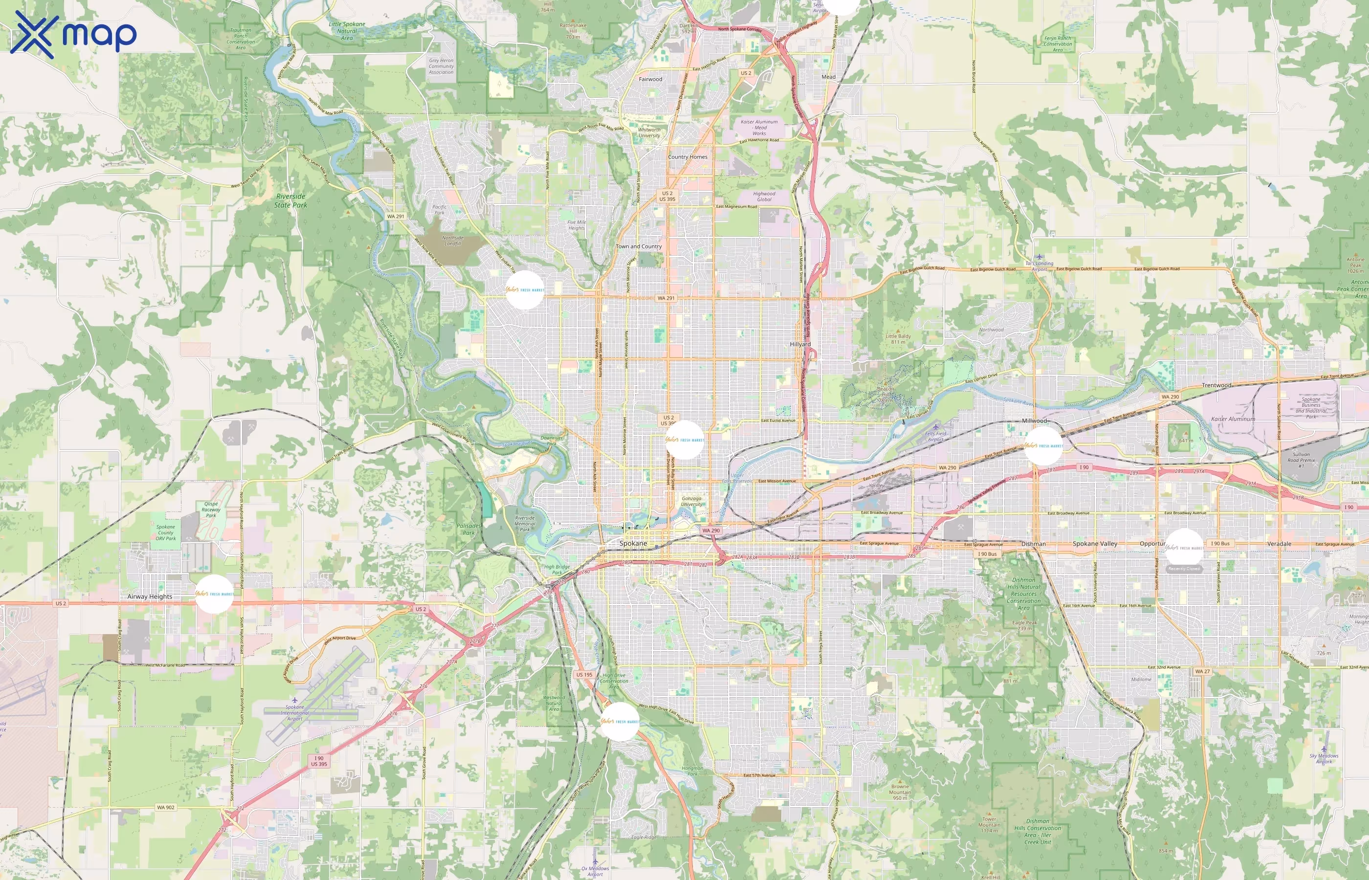 Yoke's Fresh Market area coverage