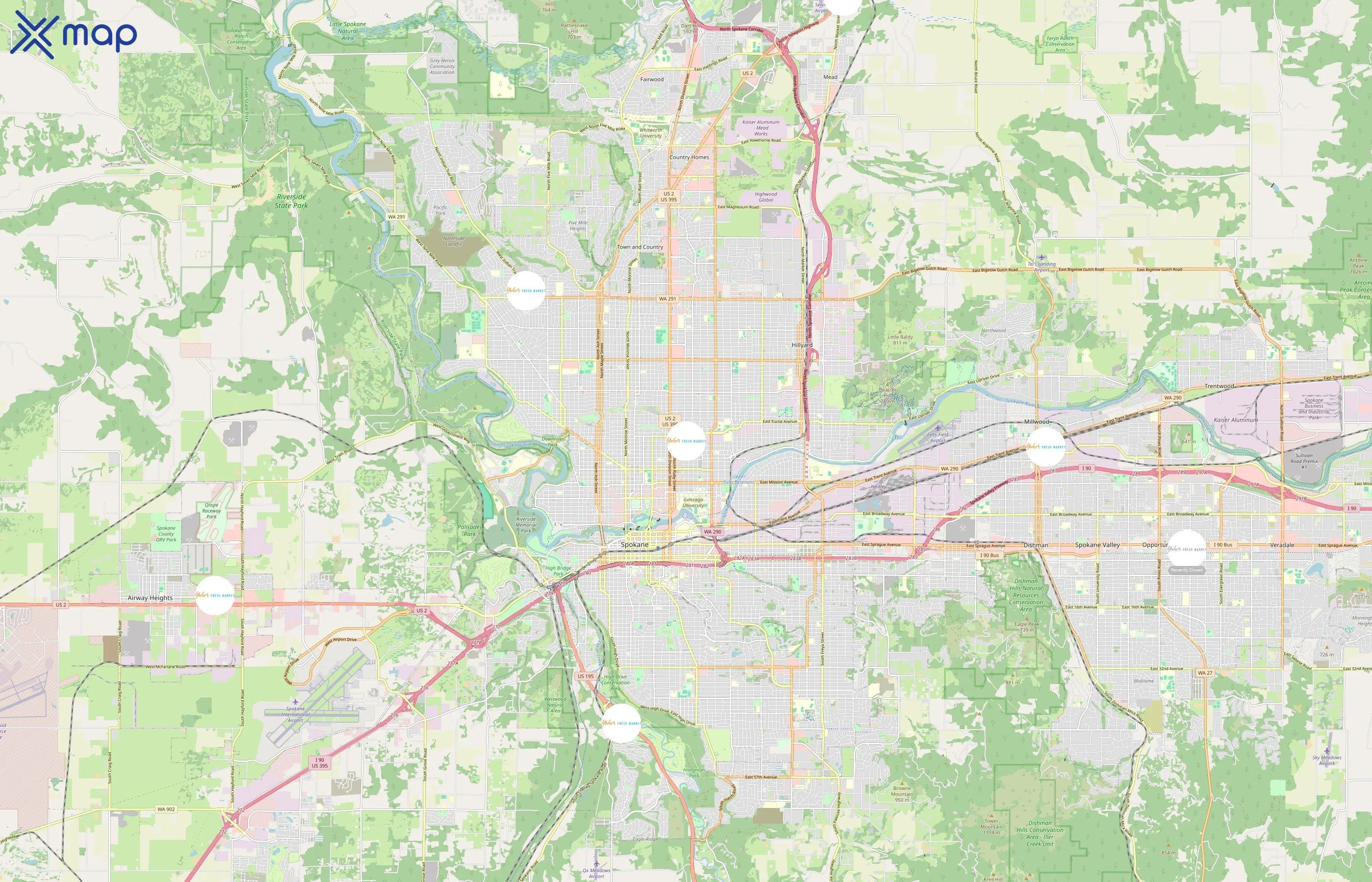 Yoke's Fresh Market area coverage