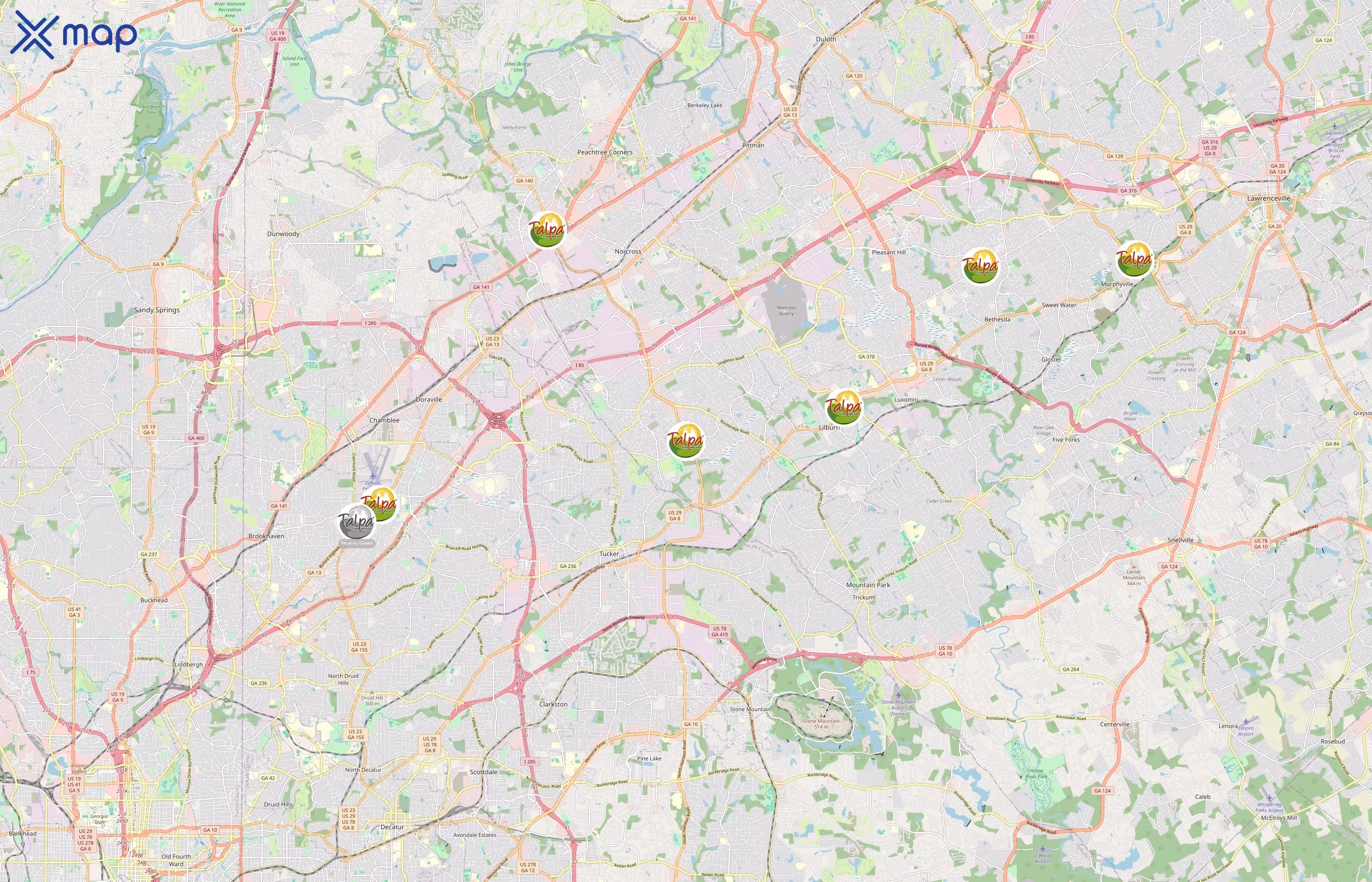 Supermercados Talpa area coverage